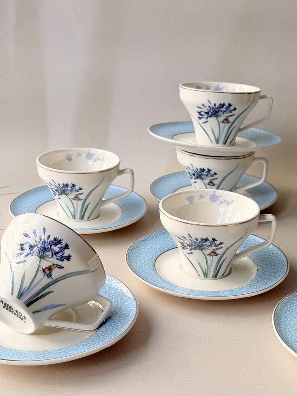 Türk Kahve Fincanı 6 Kişilik 12 Parça Lavender Flutter