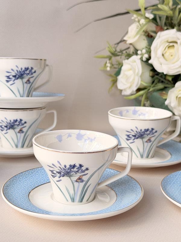 Türk Kahve Fincanı 6 Kişilik 12 Parça Lavender Flutter