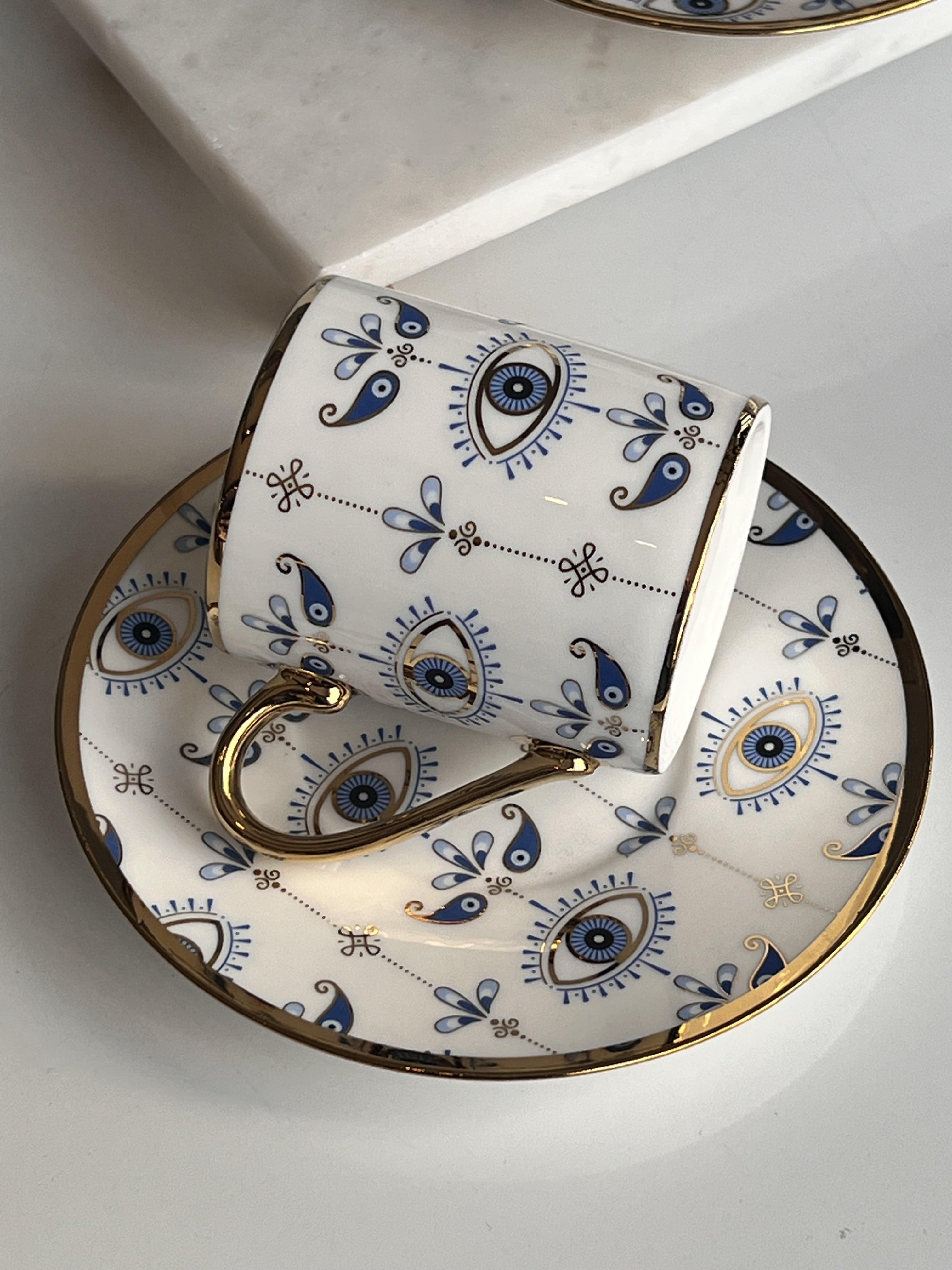 Türk Kahve Fincanı Evil Eye 2 Kişilik 4 Parça