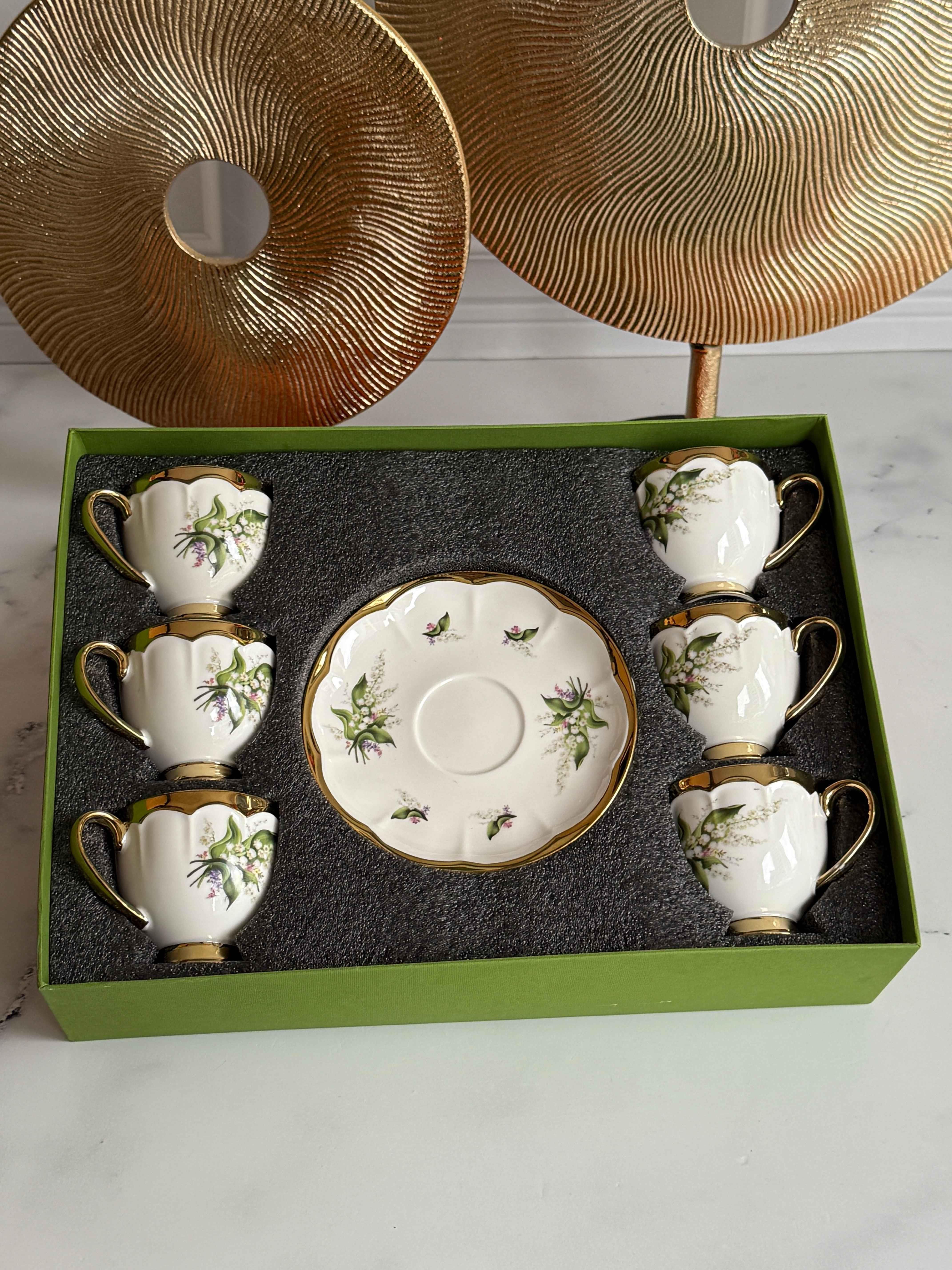Türk Kahve Fincanı Glow Green 6 Kişilik 12 Parça