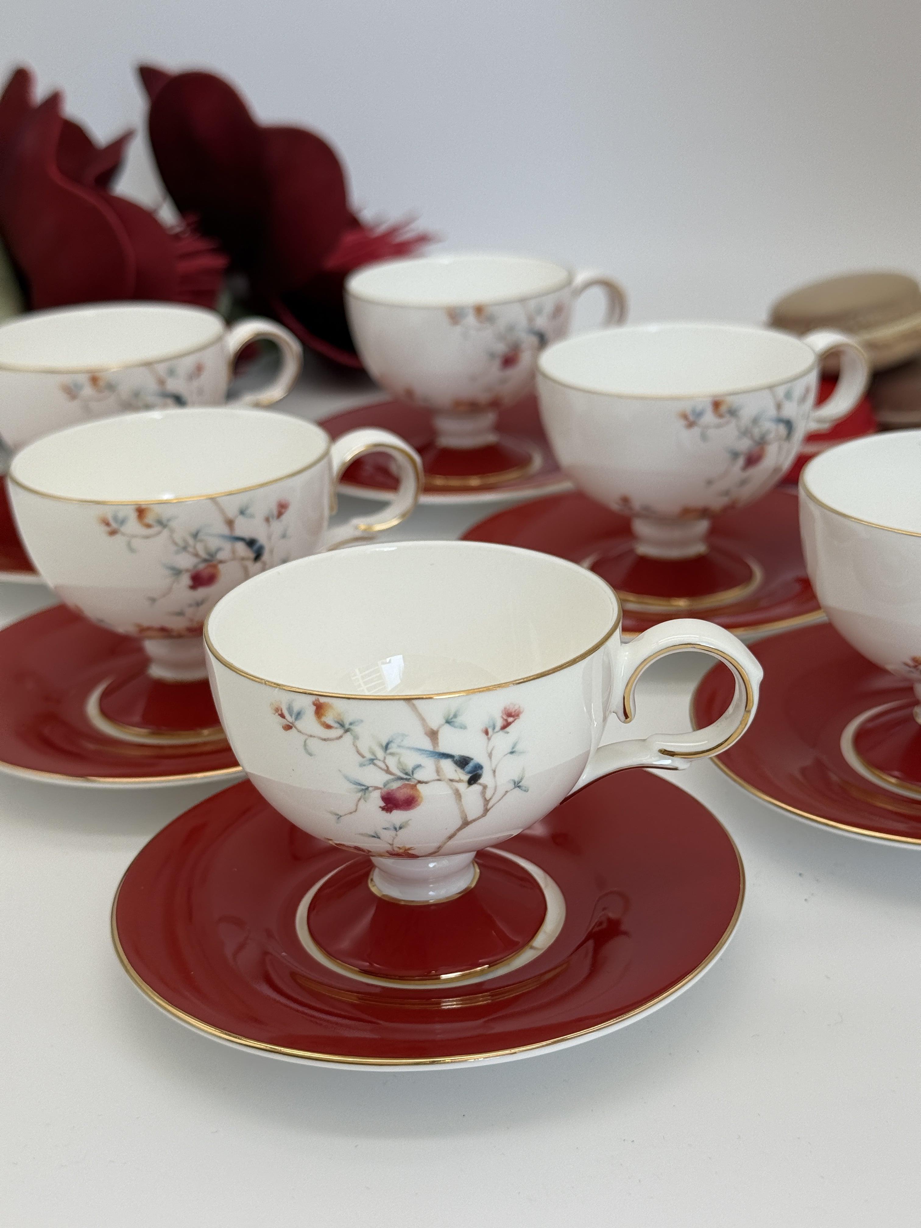 Türk Kahve Fincanı Rosso 6 Kişilik 12 Parça