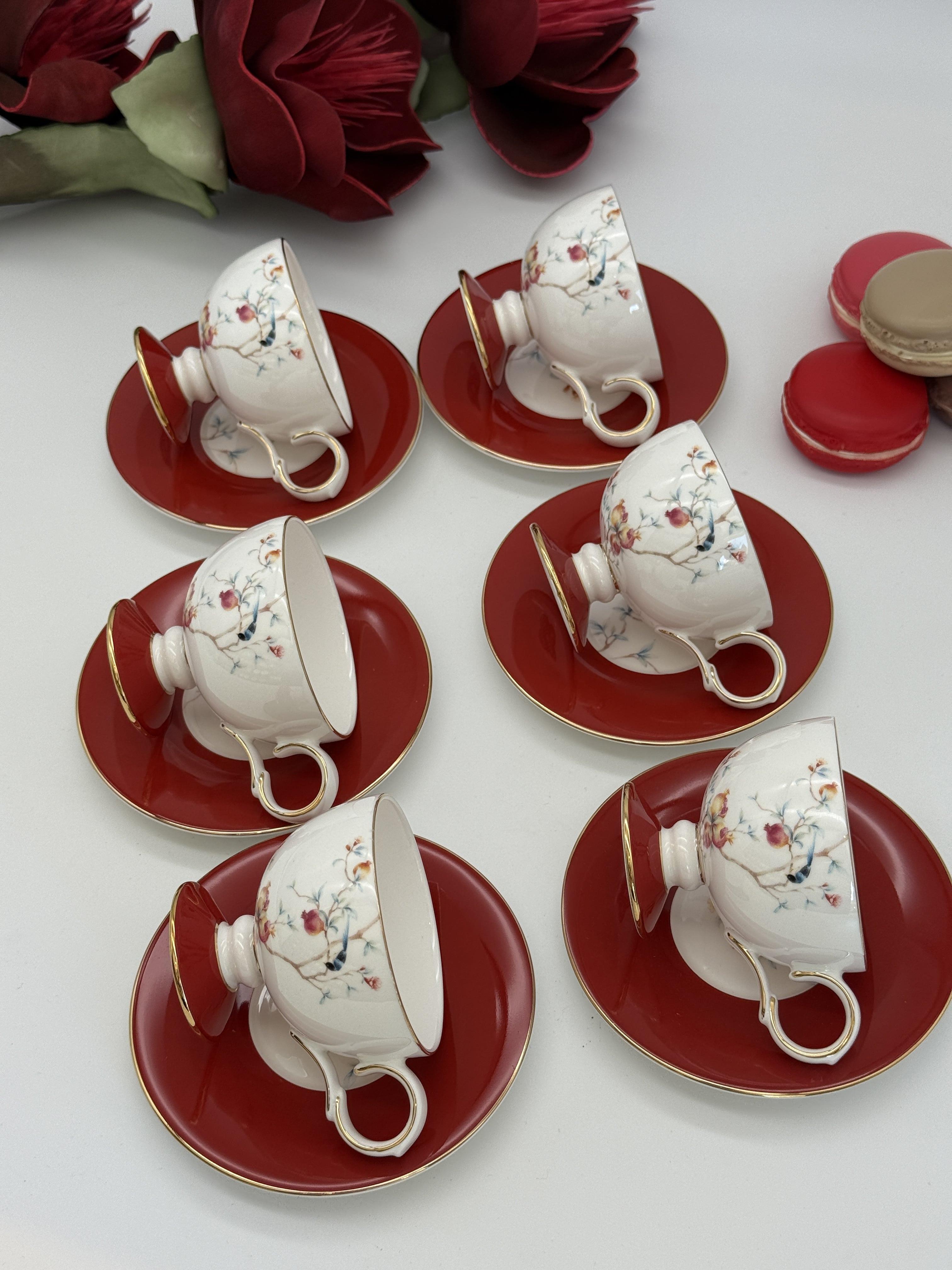 Türk Kahve Fincanı Rosso 6 Kişilik 12 Parça