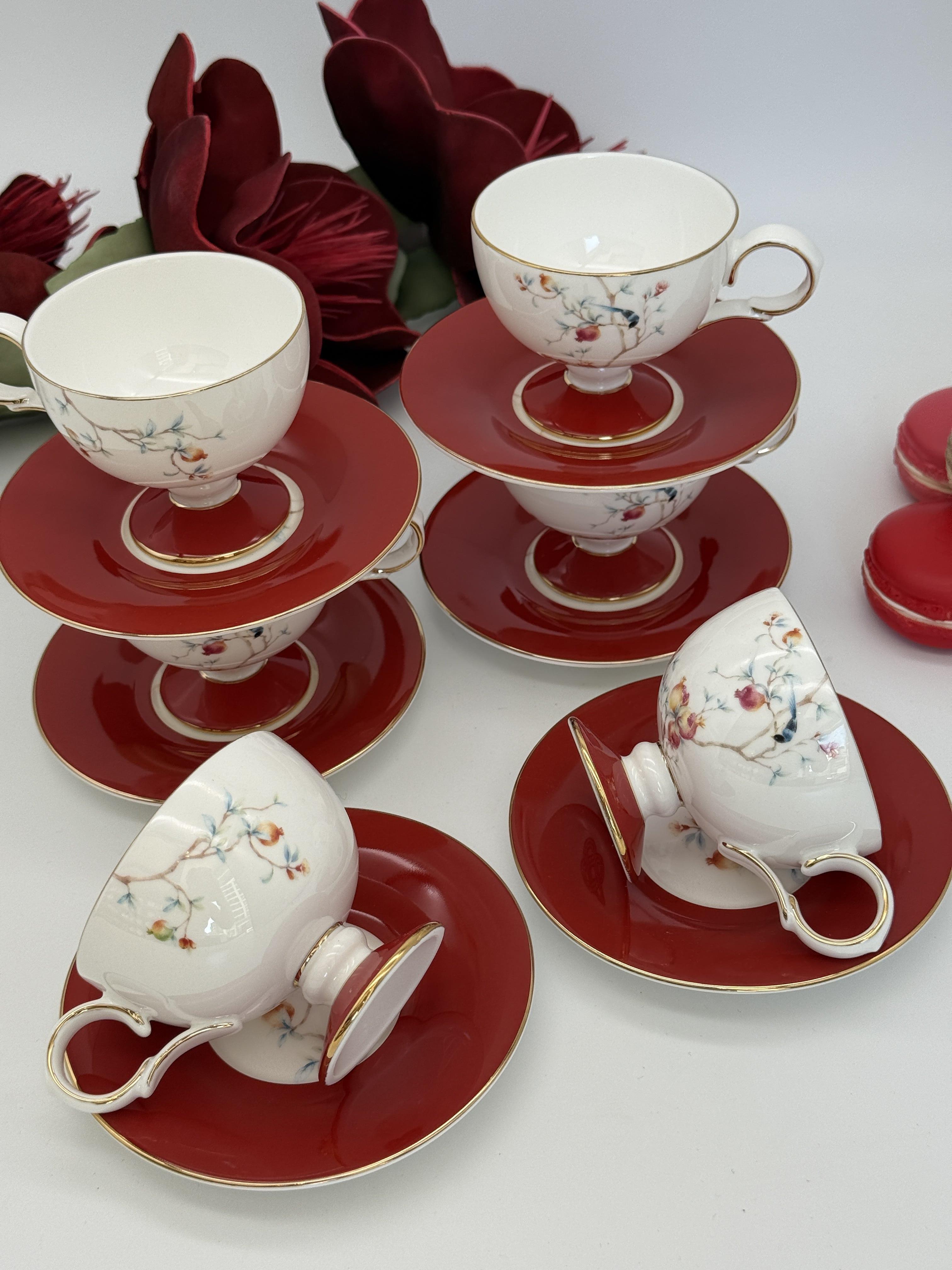 Türk Kahve Fincanı Rosso 6 Kişilik 12 Parça