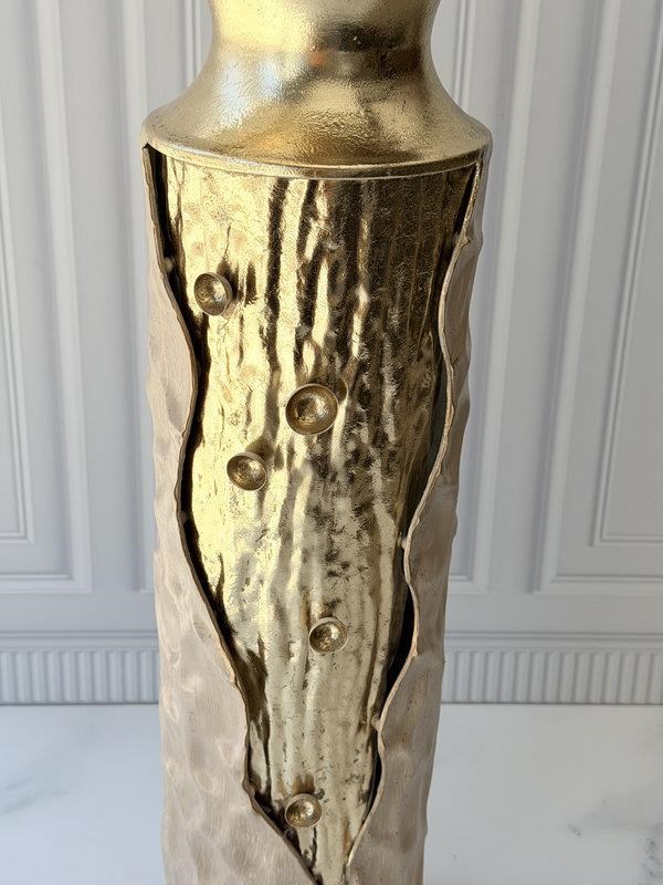 Vazo Eskitme Gold Detaylı Krem Dekoratif 65cm