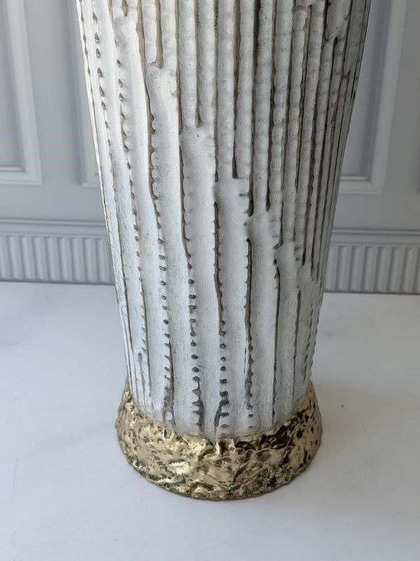Vazo Eskitme Gold Detaylı Krem Dekoratif 72cm