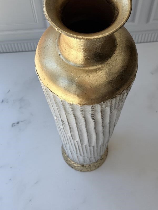 Vazo Eskitme Gold Detaylı Krem Dekoratif 72cm