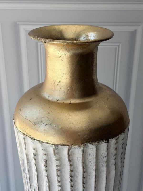 Vazo Eskitme Gold Detaylı Krem Dekoratif 72cm