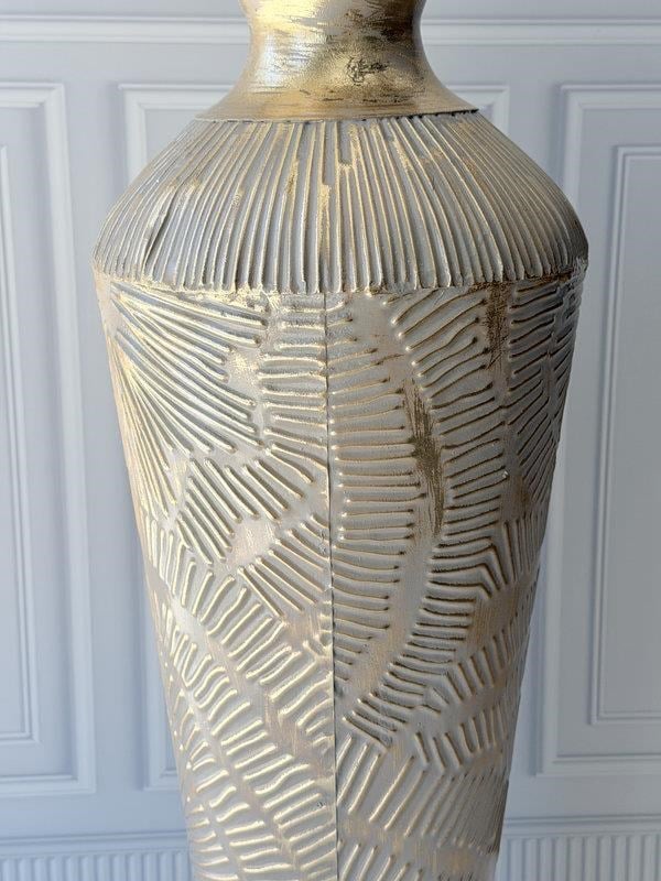 Vazo Eskitme Krem Gold Detaylı Dekoratif 74cm