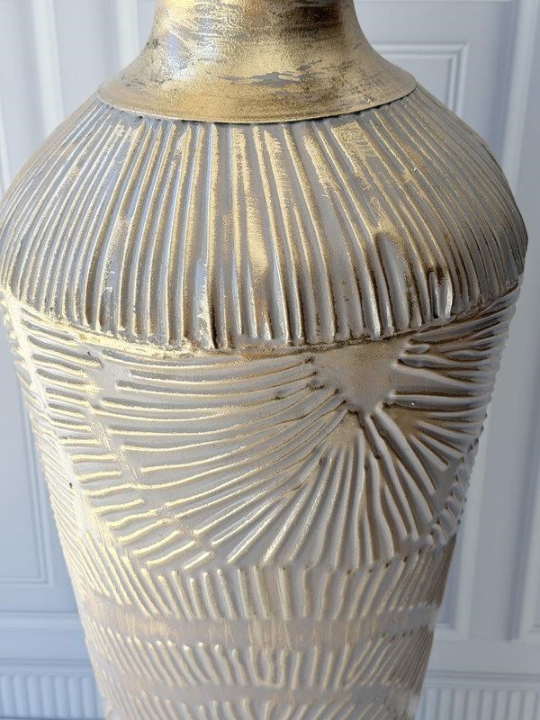 Vazo Eskitme Krem Gold Detaylı Dekoratif 74cm