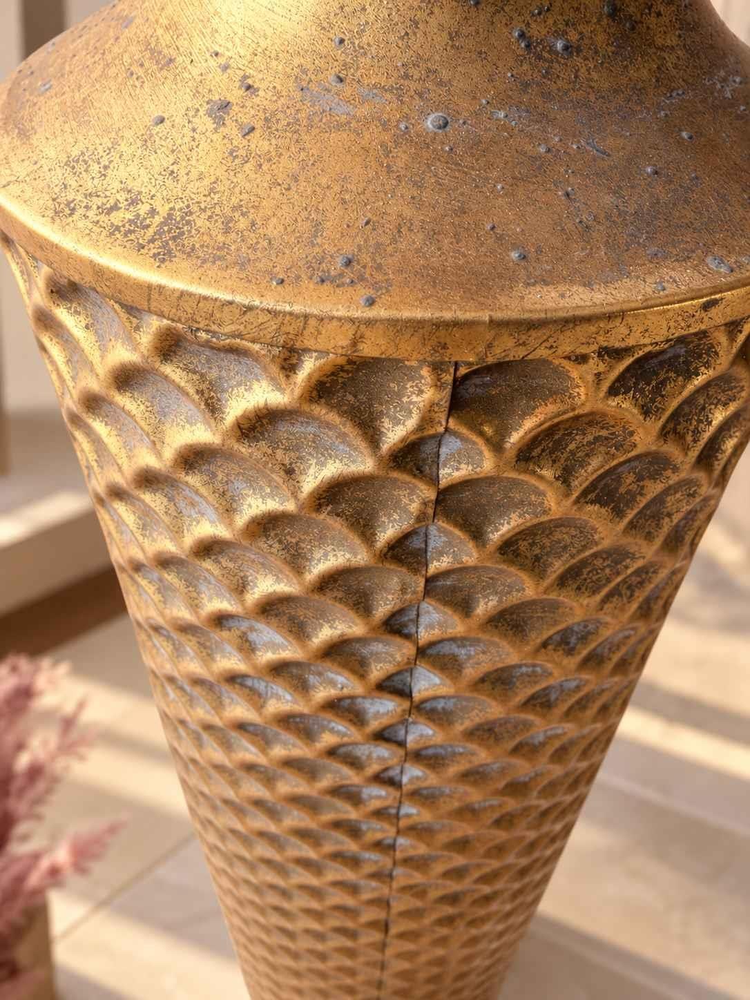 Vazo Eskitme Metal Gold Detaylı Dekoratif 83cm