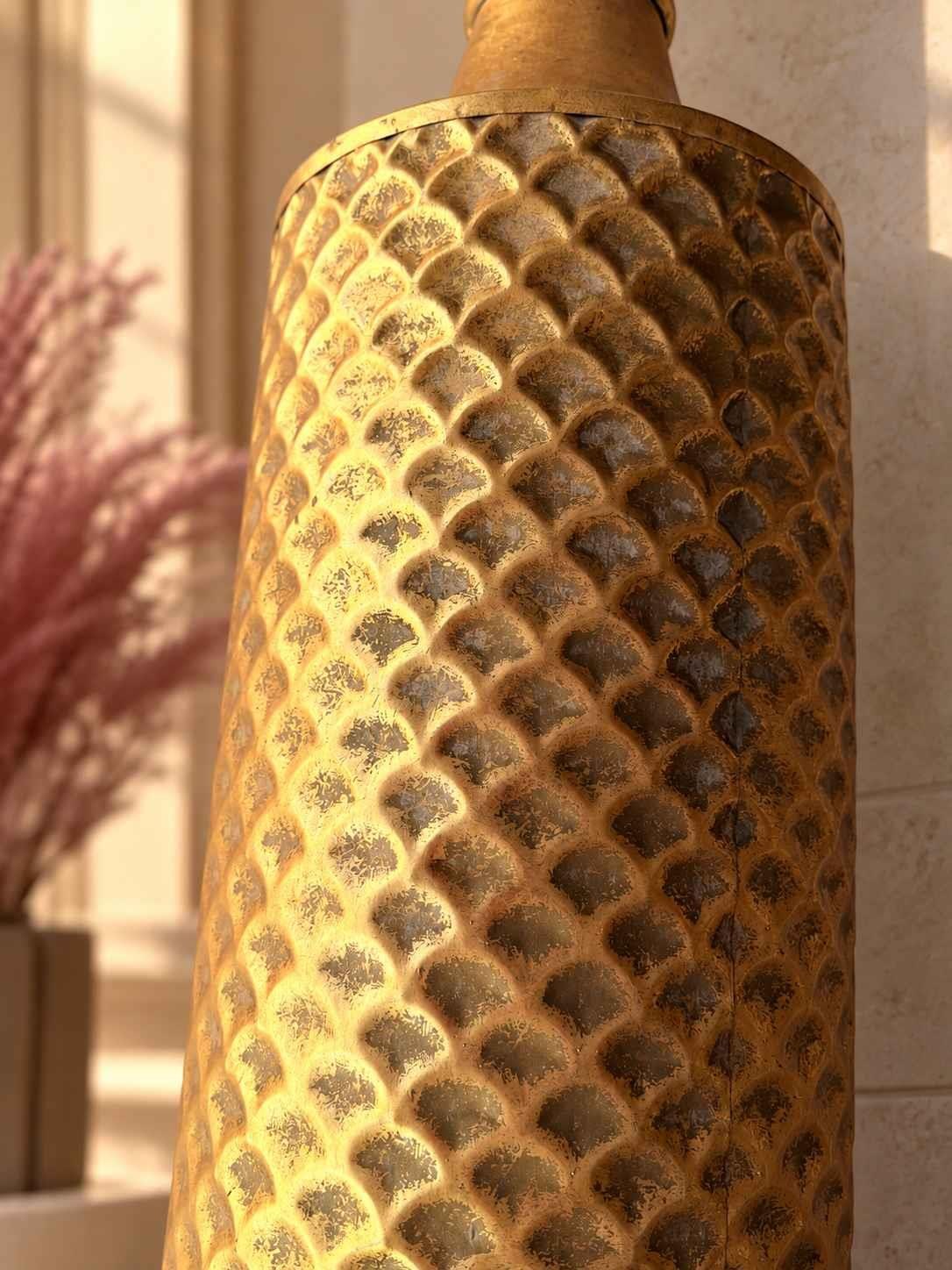 Vazo Eskitme Metal Gold Detaylı Dekoratif 83cm