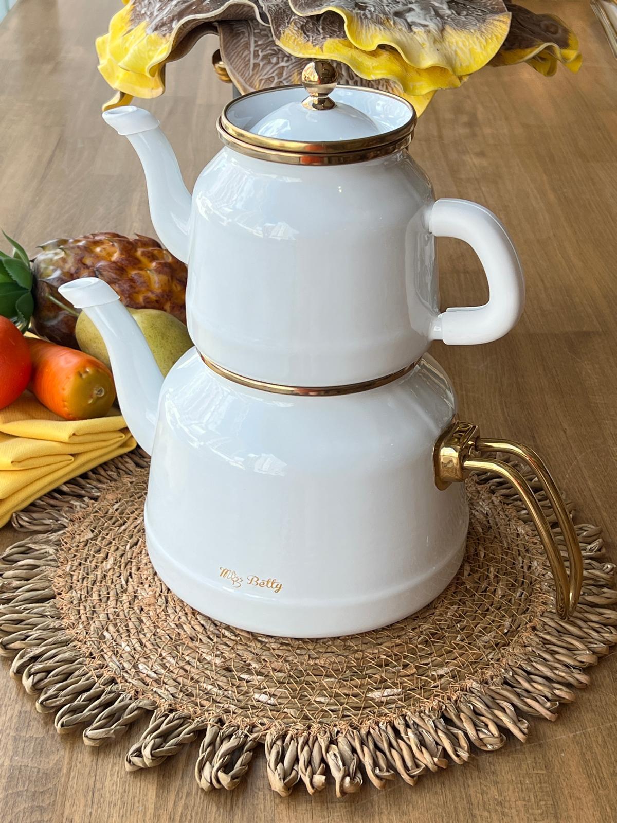 Whıte Pearl Emaye Çaydanlık