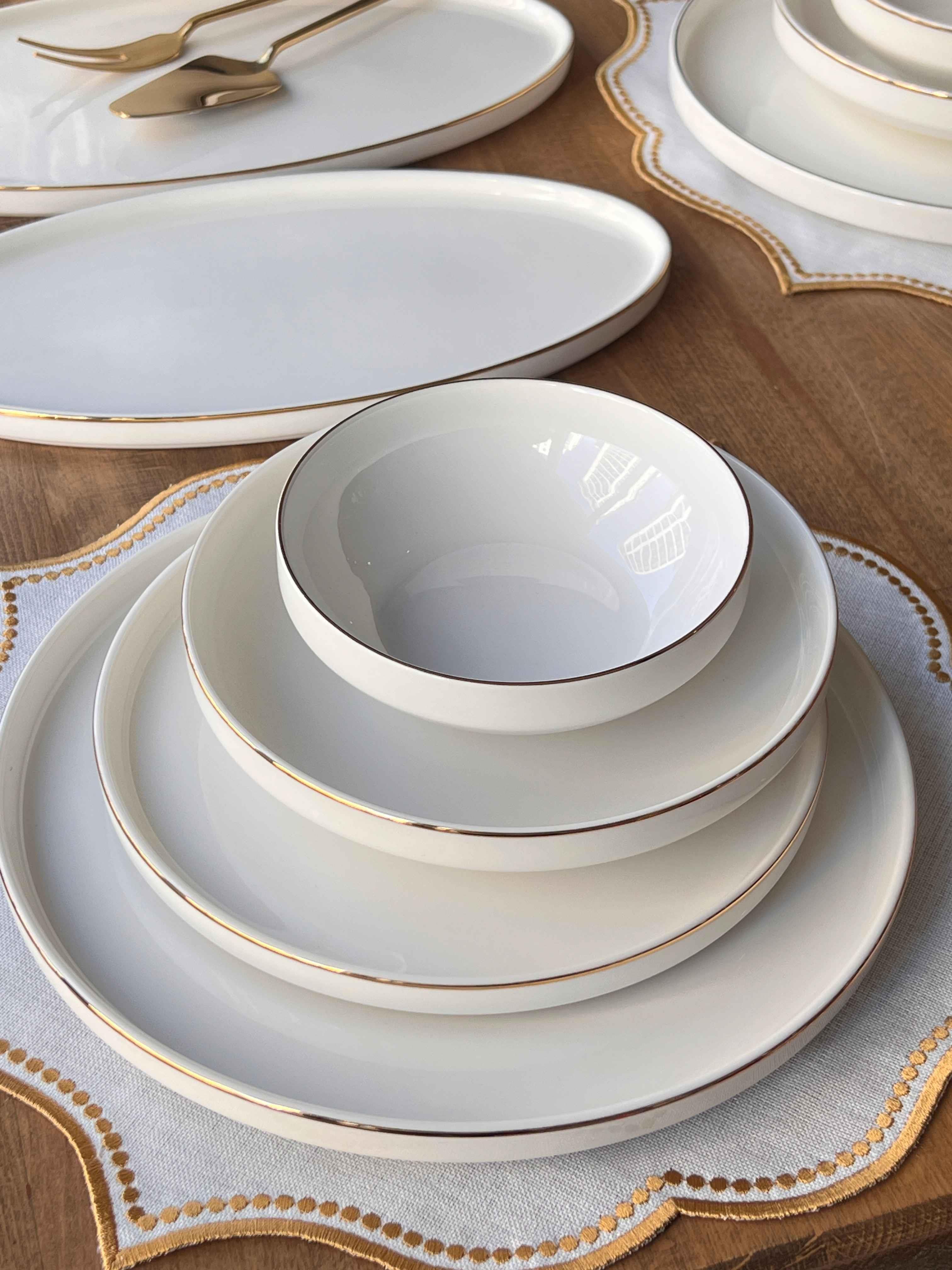Yemek Takımı Modern Gold 40 Parça 6 Kişilik