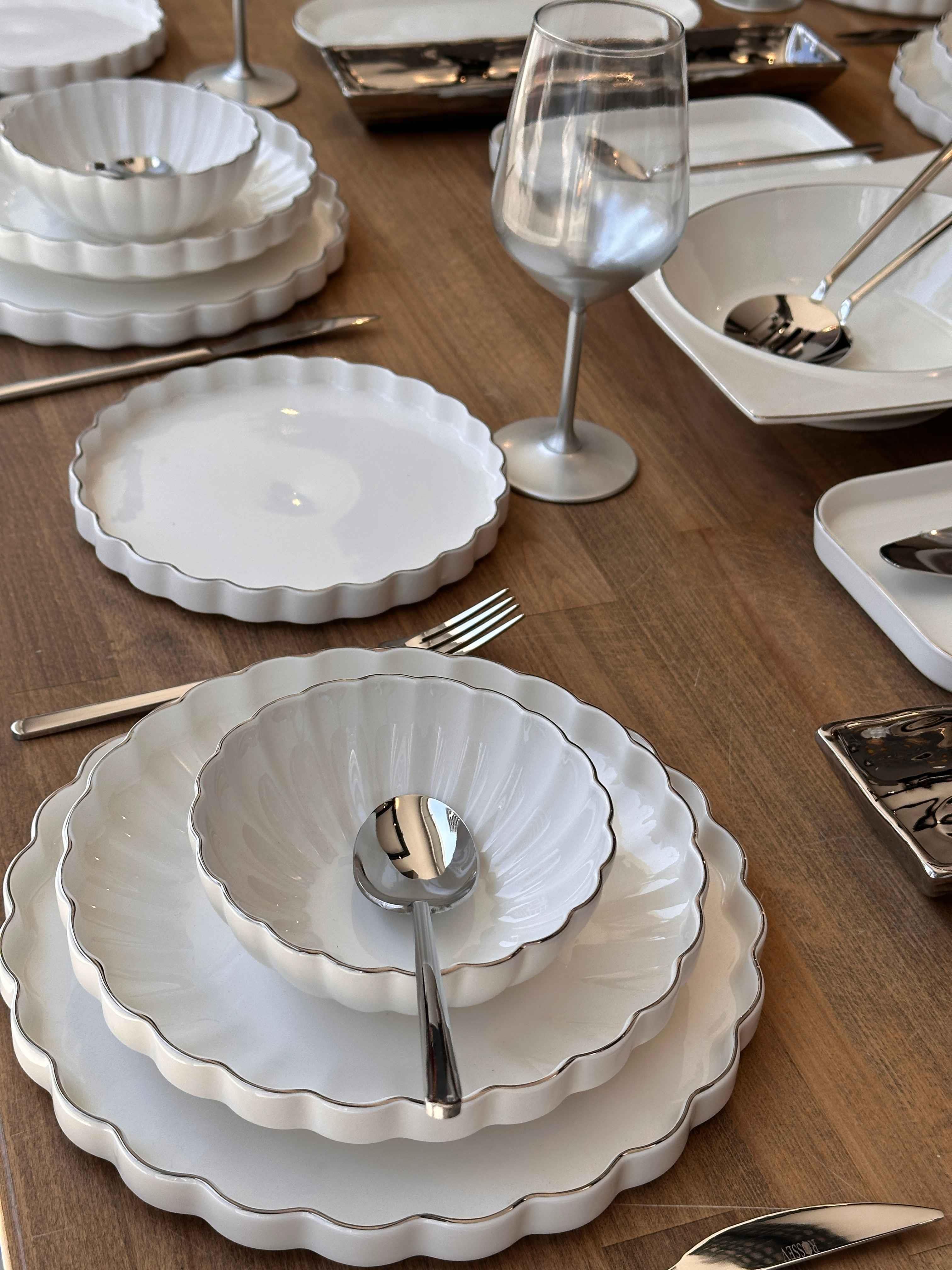 Yemek Takımı Royal Charme Twist Silver 84 Parça 6 Kişilik