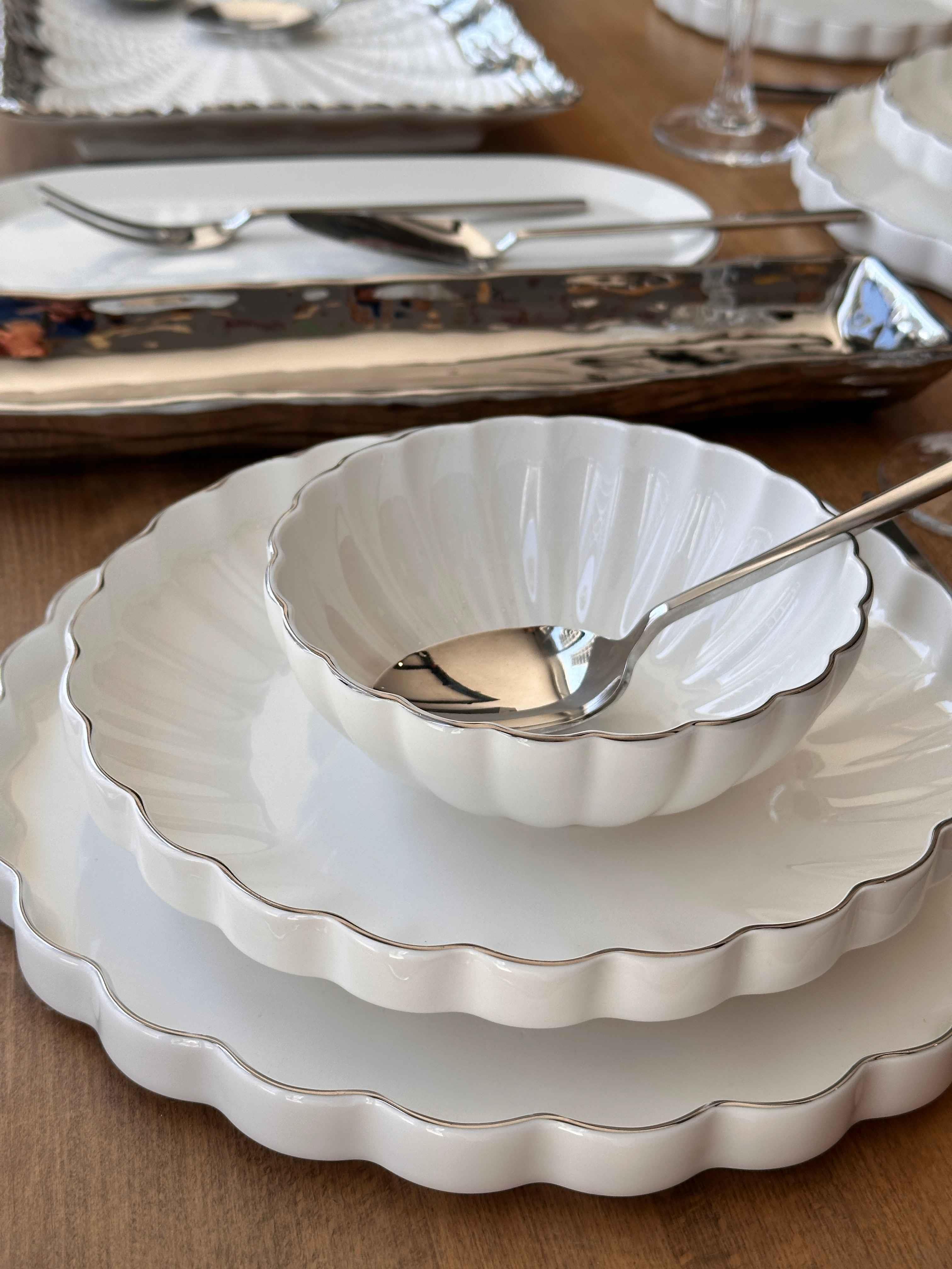 Yemek Takımı Royal Charme Twist Silver 82 Parça 6 Kişilik