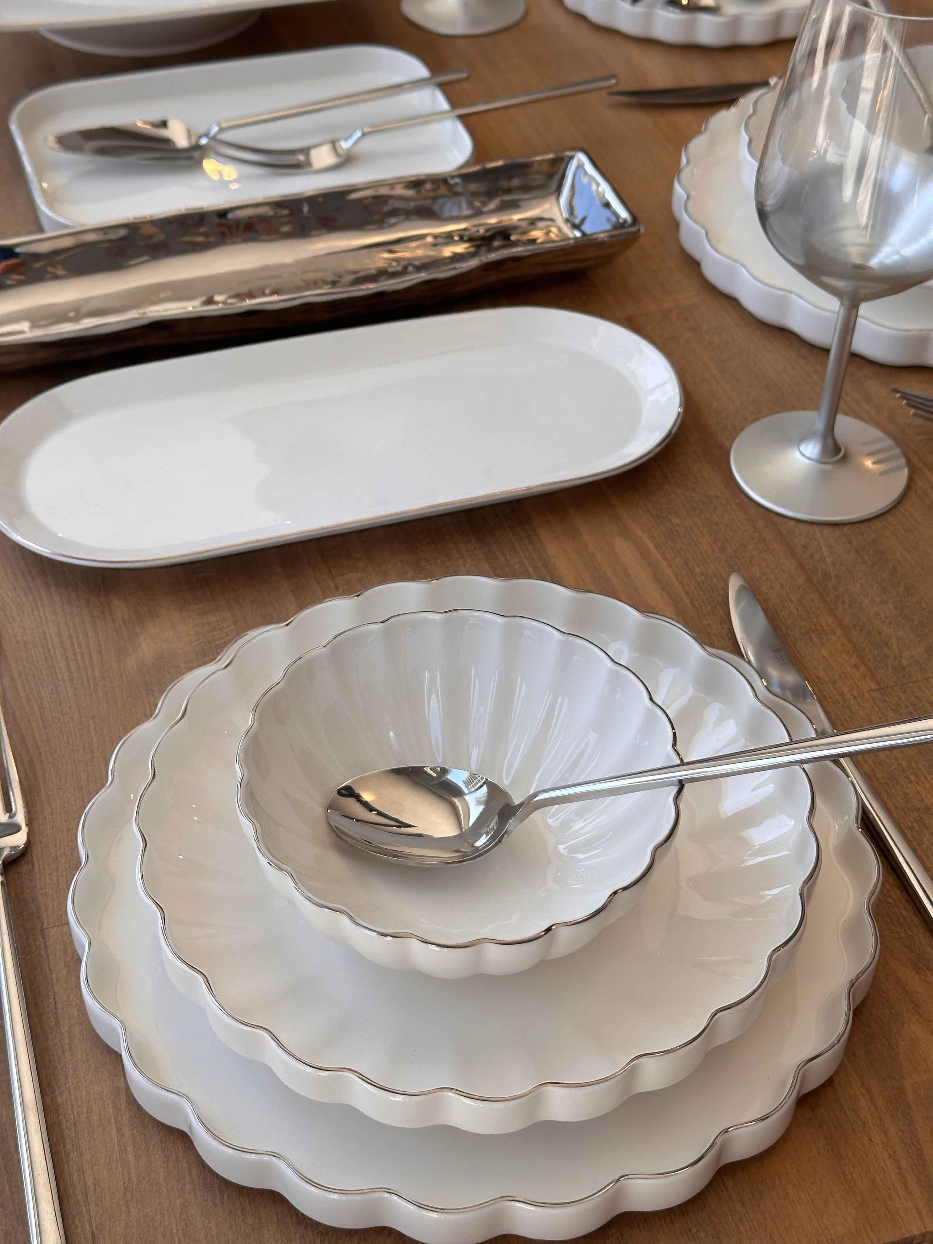 Yemek Takımı Royal Charme Twist Silver 84 Parça 6 Kişilik