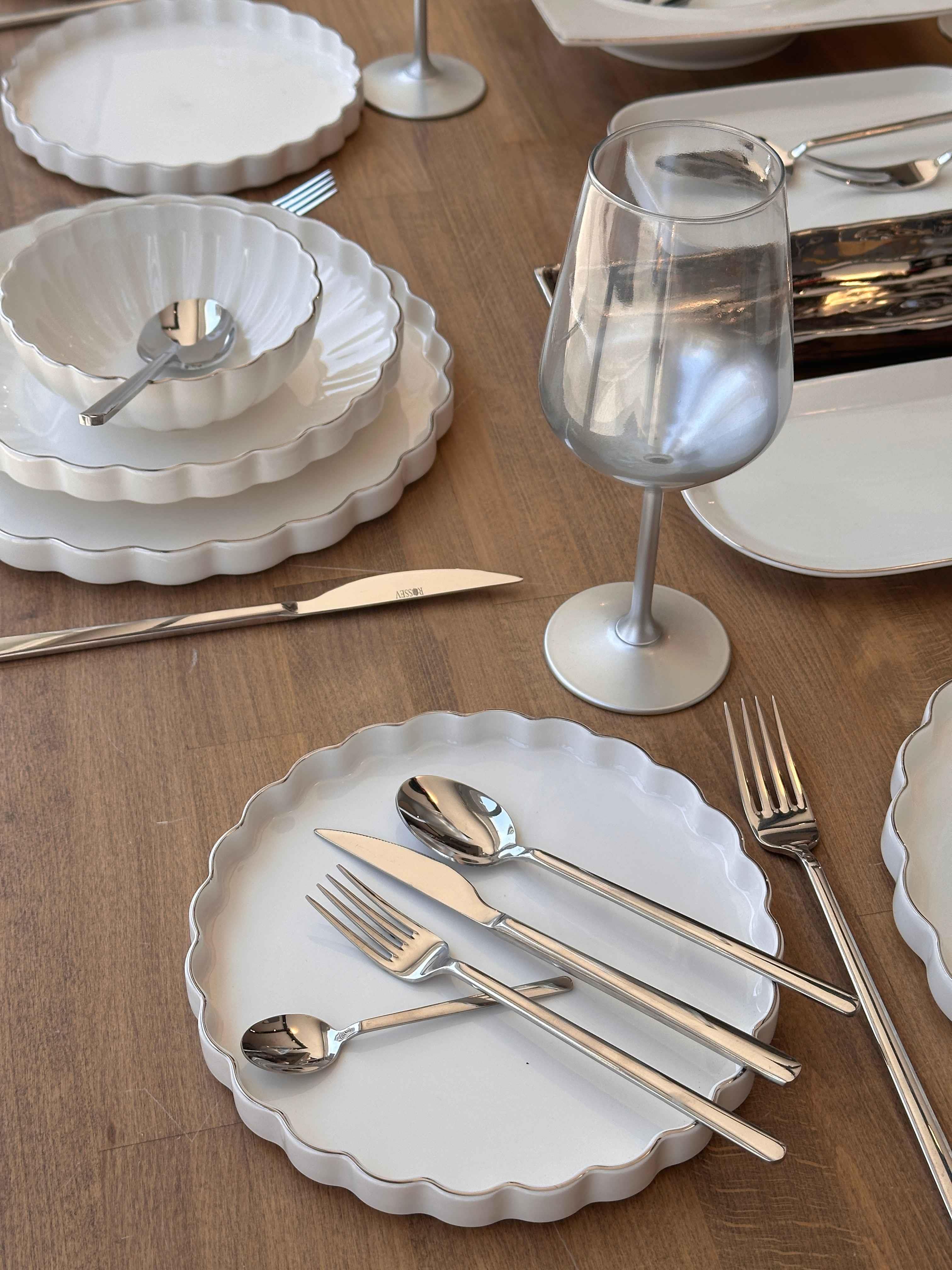 Yemek Takımı Royal Charme Twist Silver 84 Parça 6 Kişilik