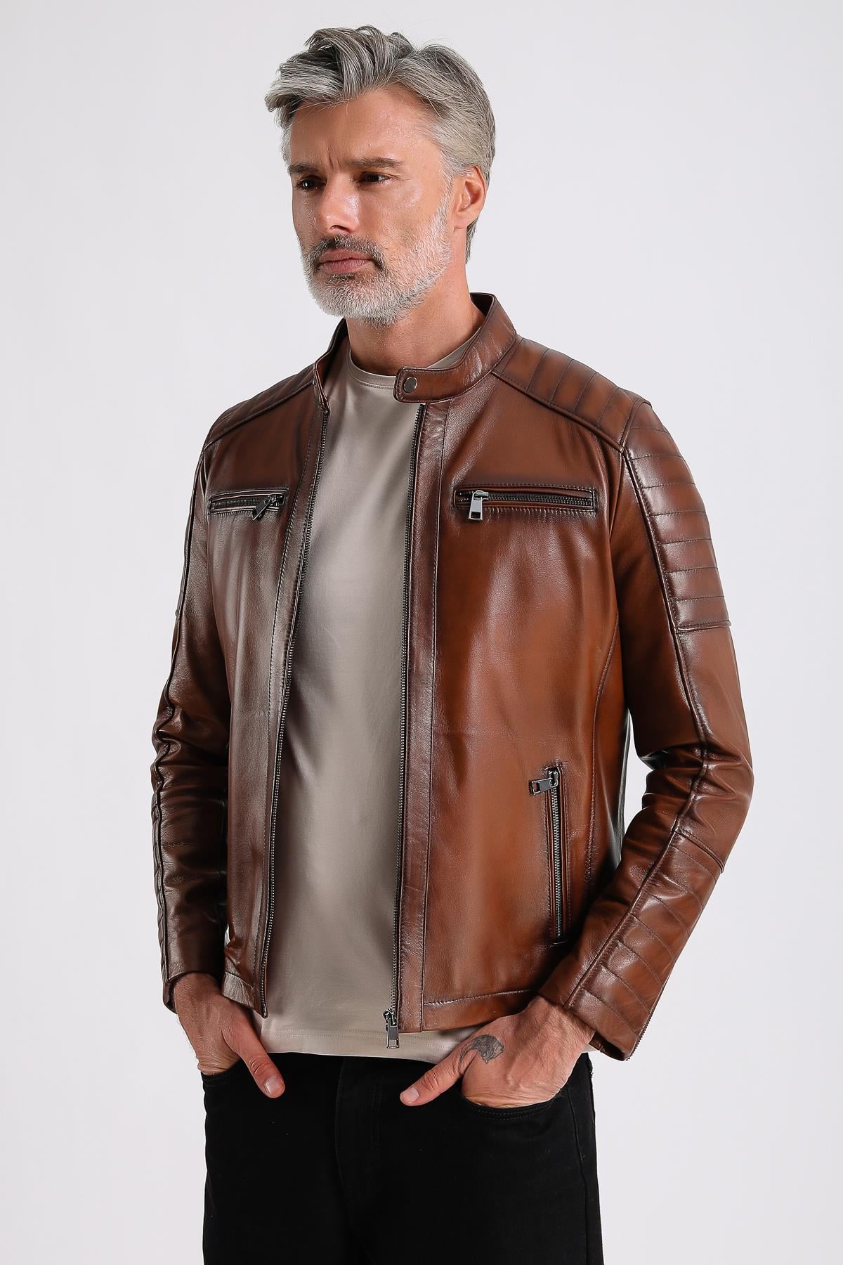 Georges Erkek Taba Spor Deri Mont