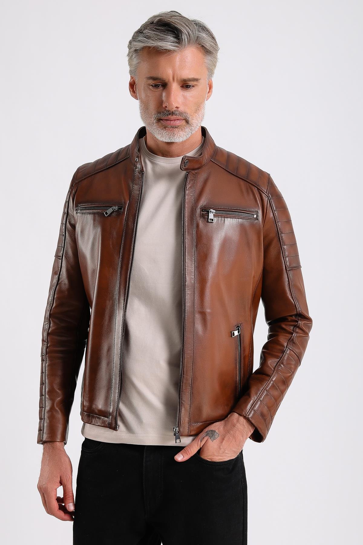 Georges Erkek Taba Spor Deri Mont