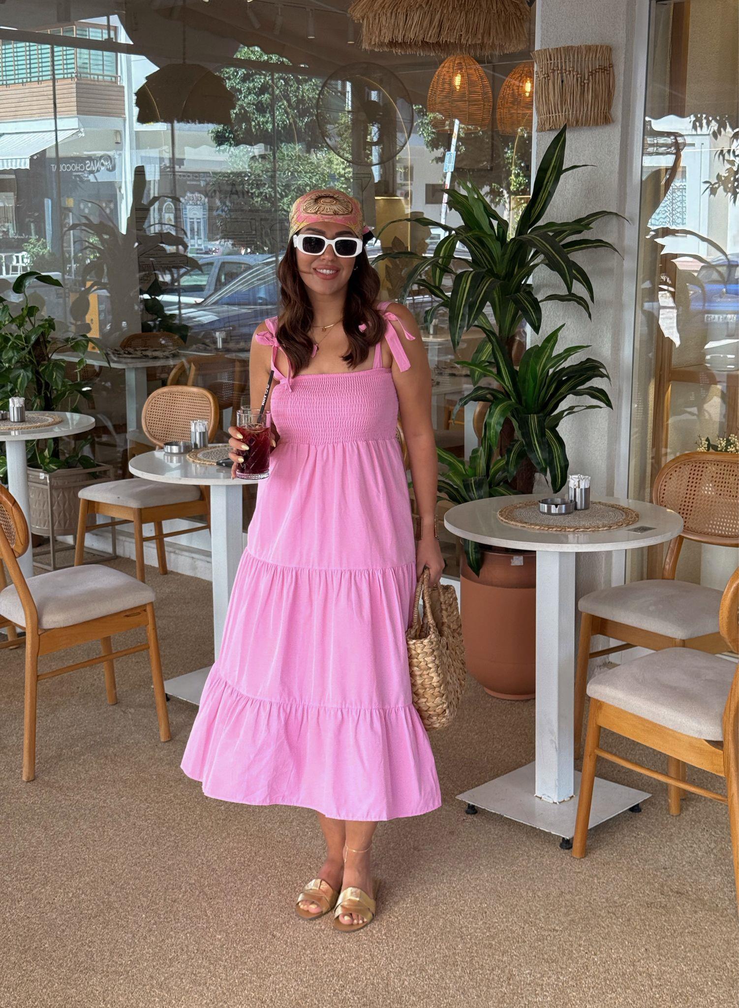 Askılı Gipeli Elbise Pembe