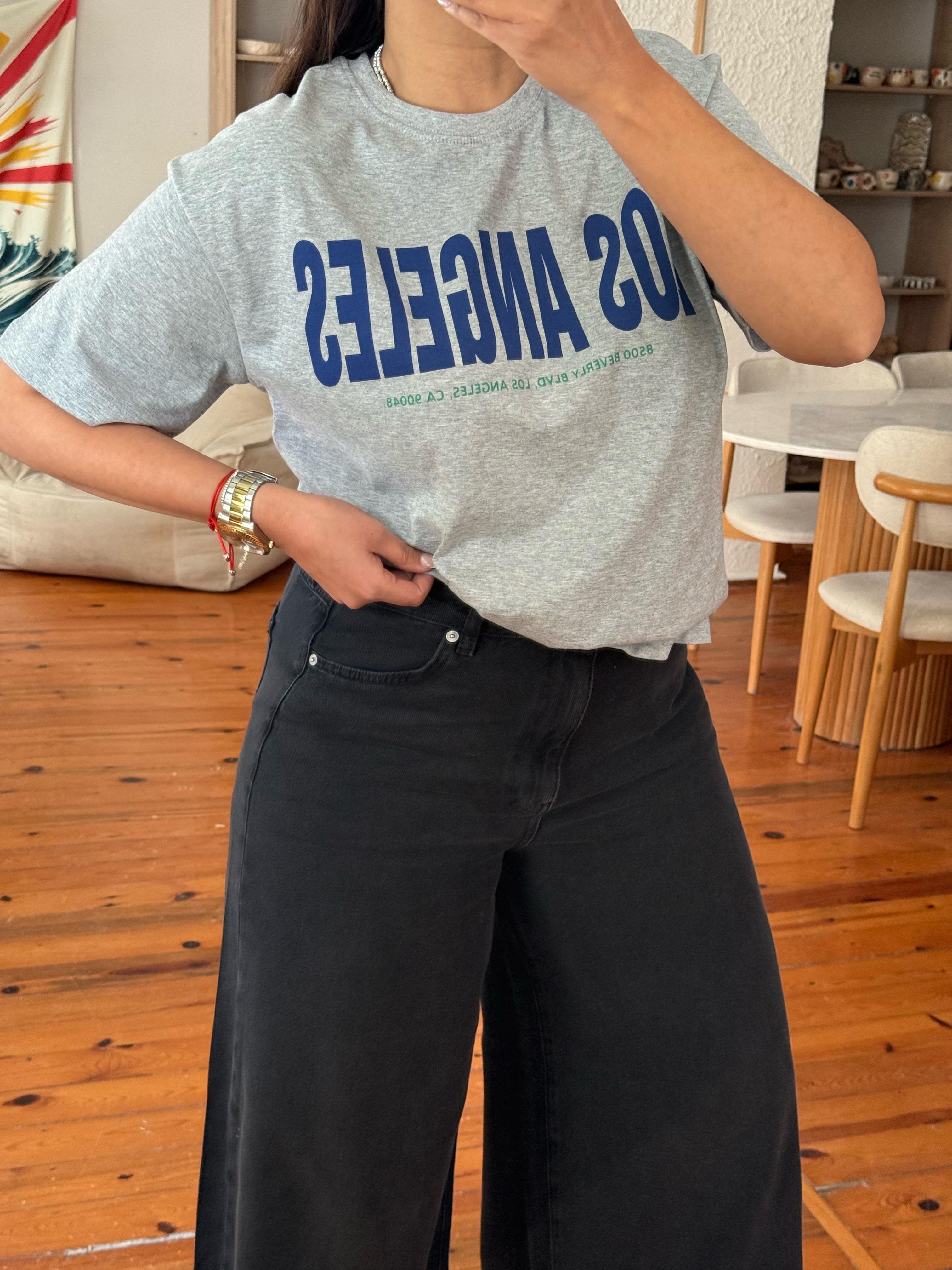 Baskılı T-shirt Gri
