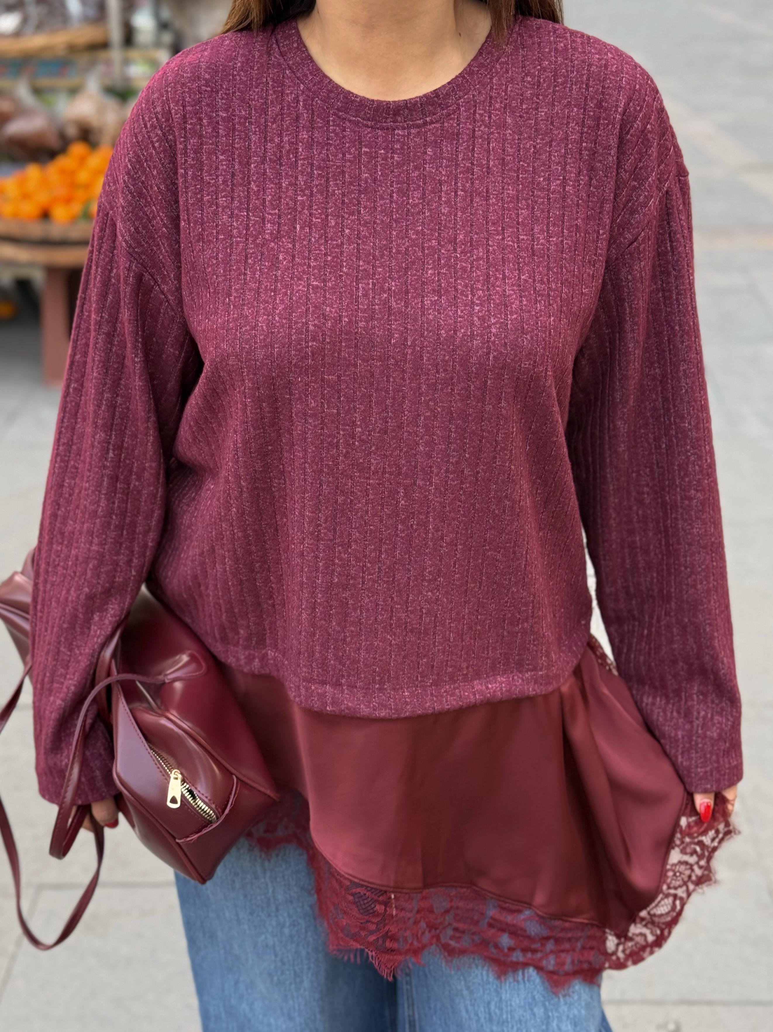 Dantelli Bluz Bordo