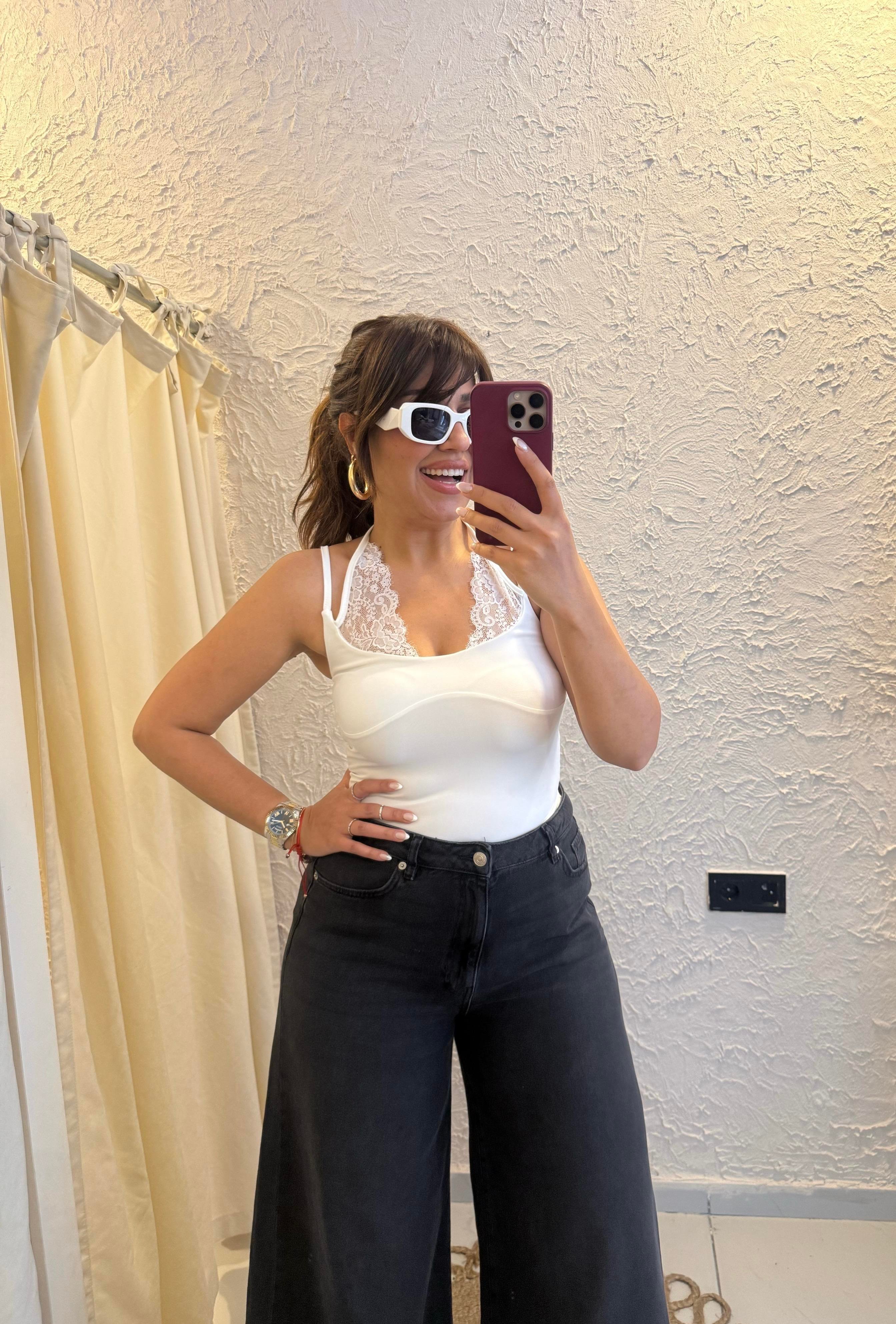 Dantelli Bodysuit Beyaz