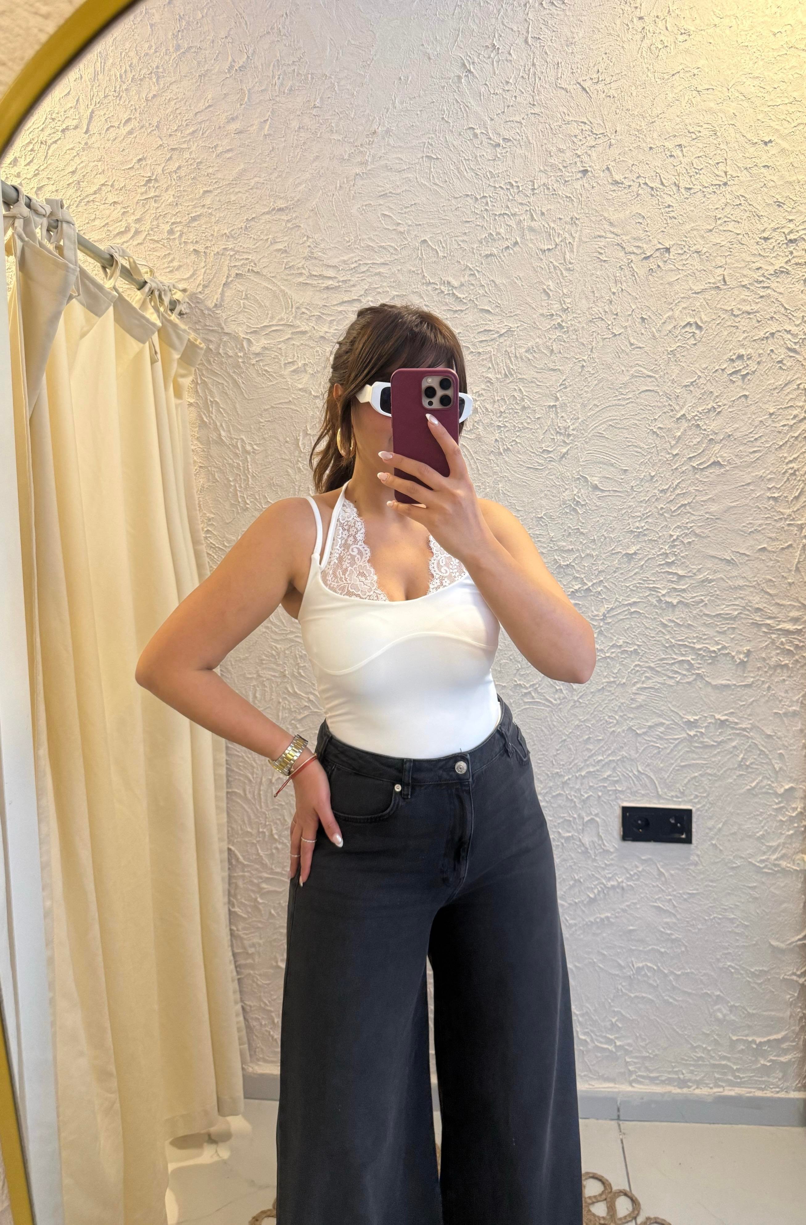 Dantelli Bodysuit Beyaz