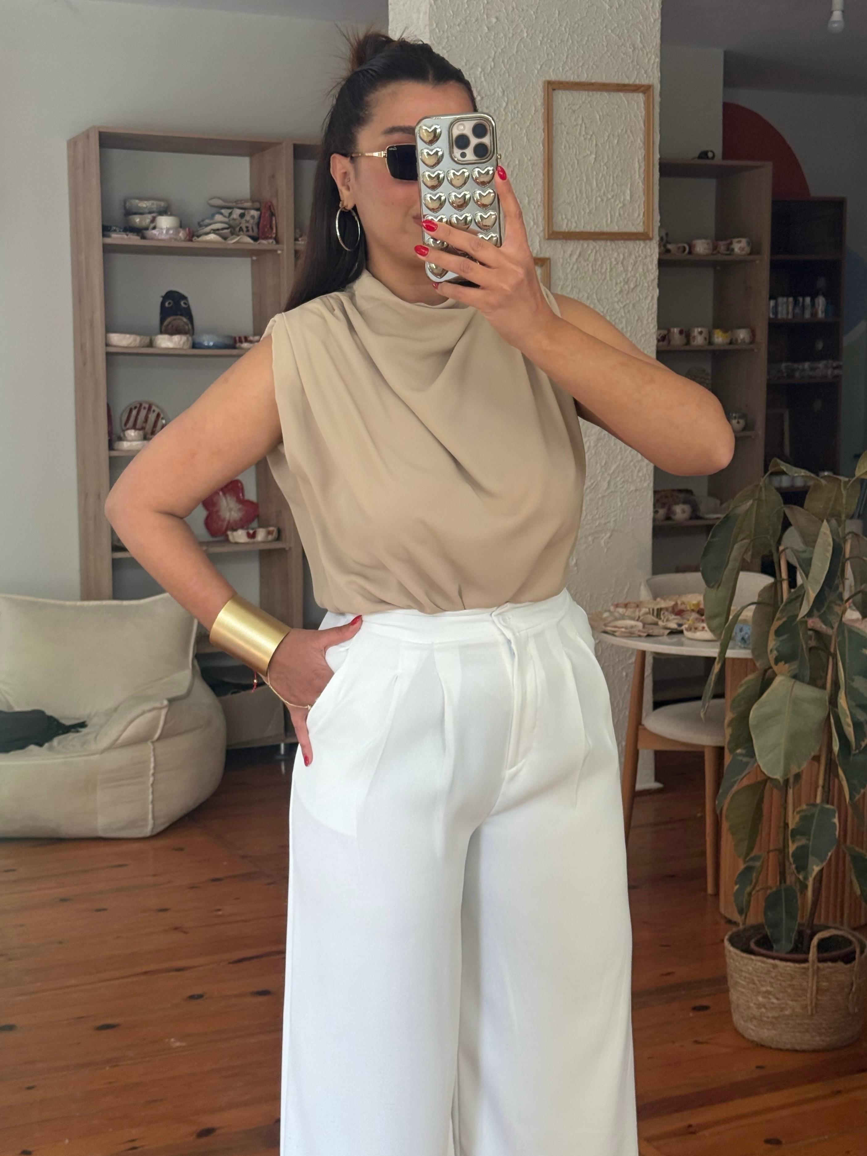 Degaje Yaka Bluz Camel