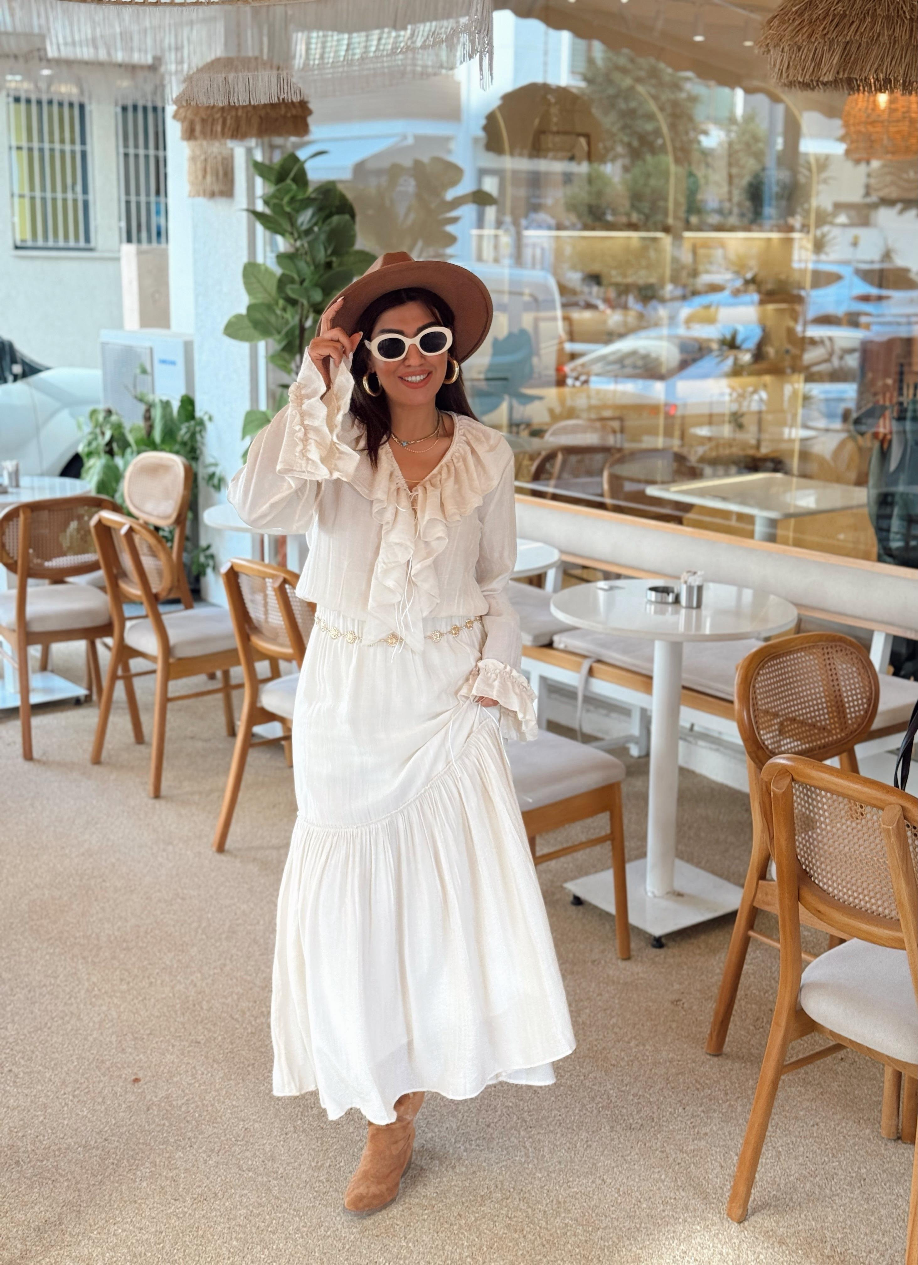 Fırfır detaylı maxi  elbise