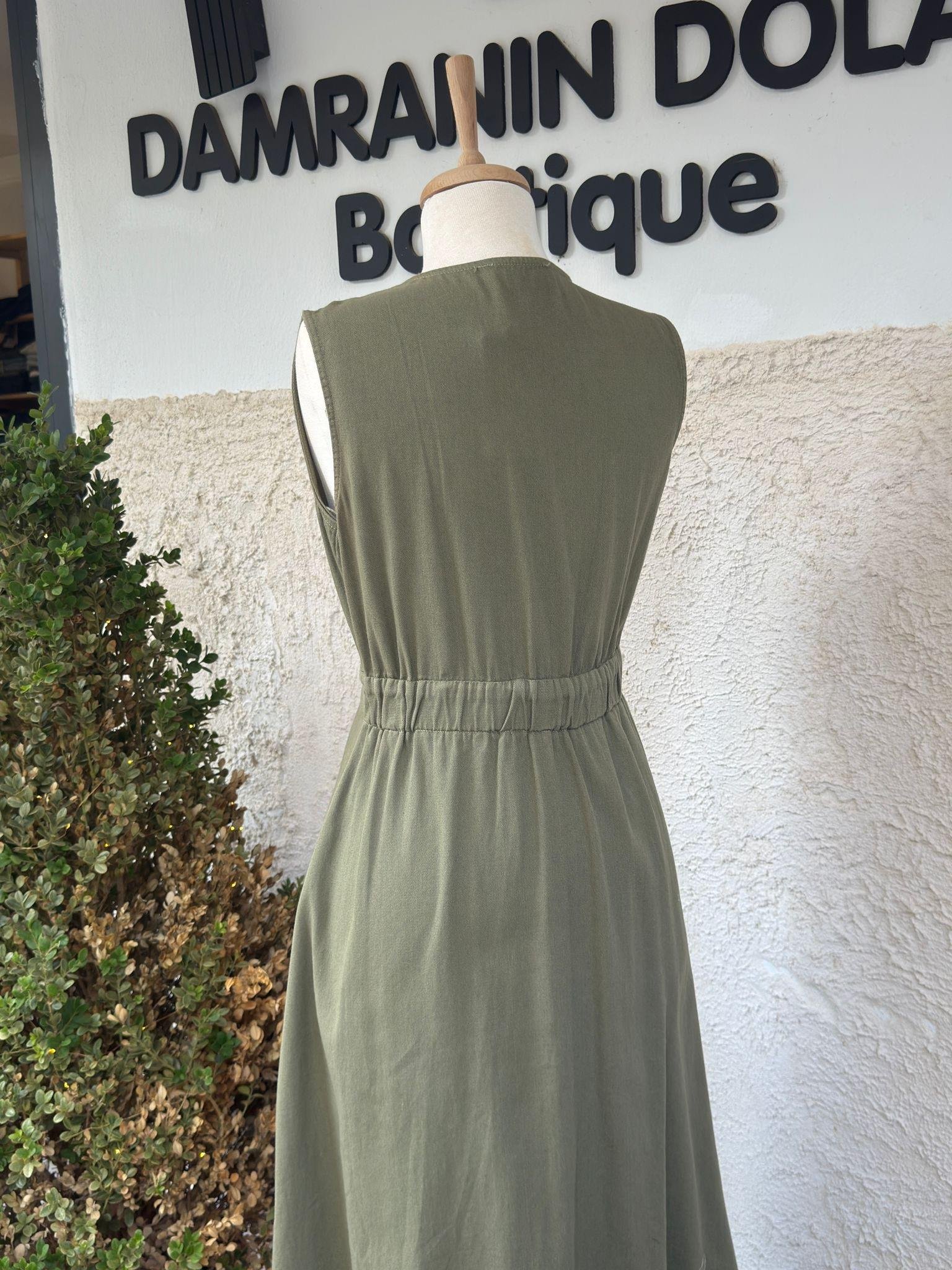 Gabardin Elbise Haki