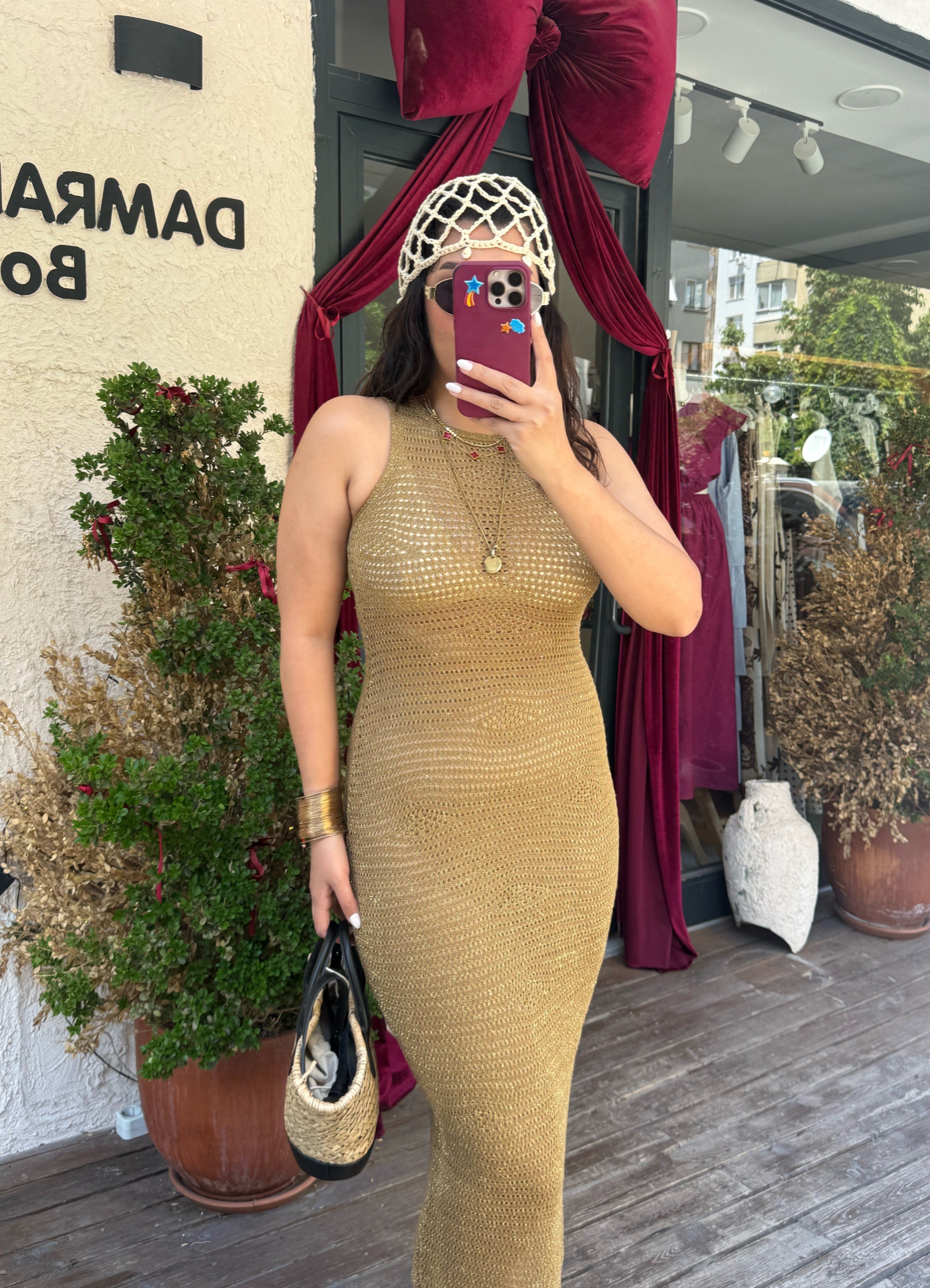 Gold Örme Elbise