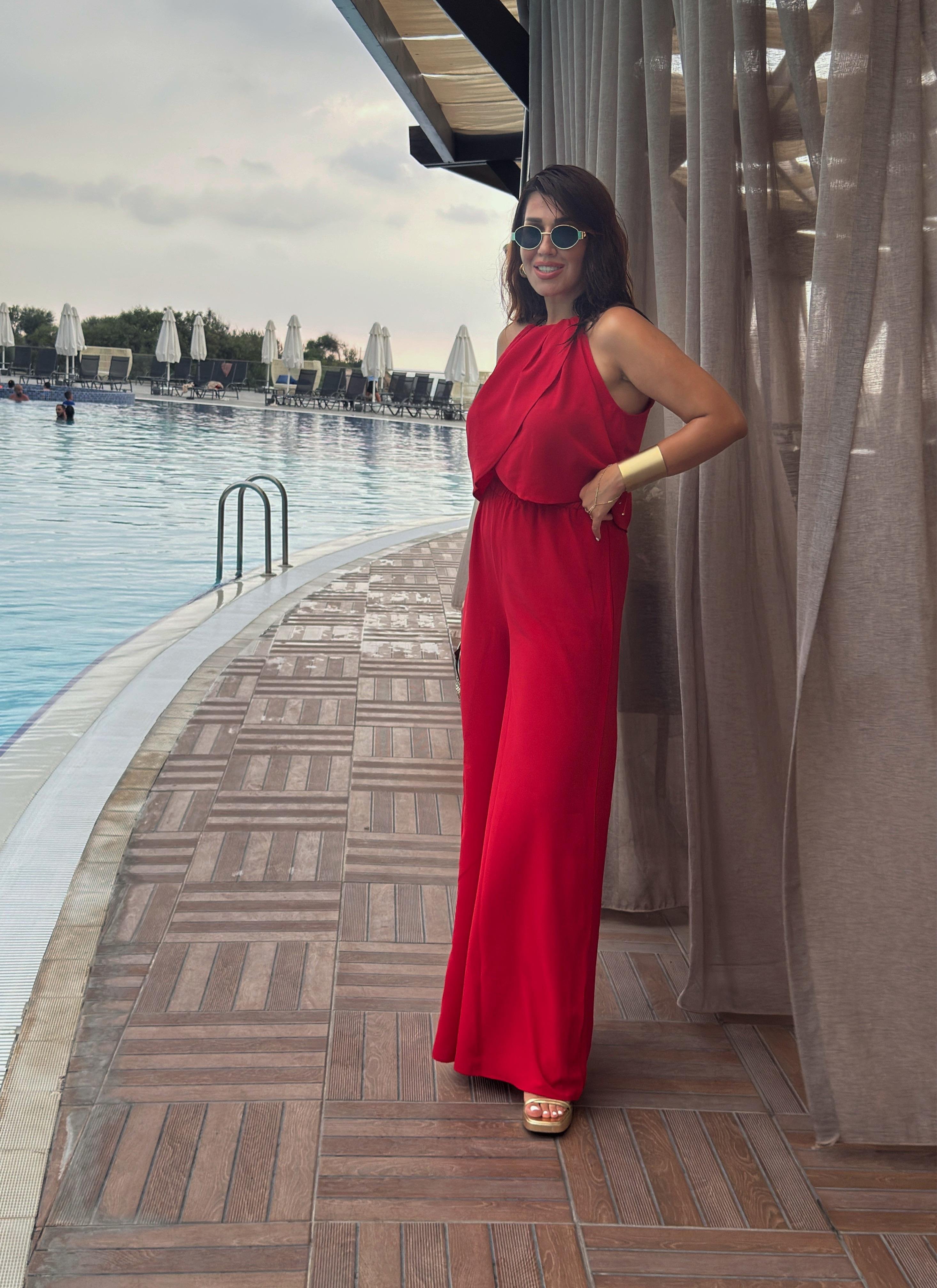 Halter Pantolon Takım Kırmızı
