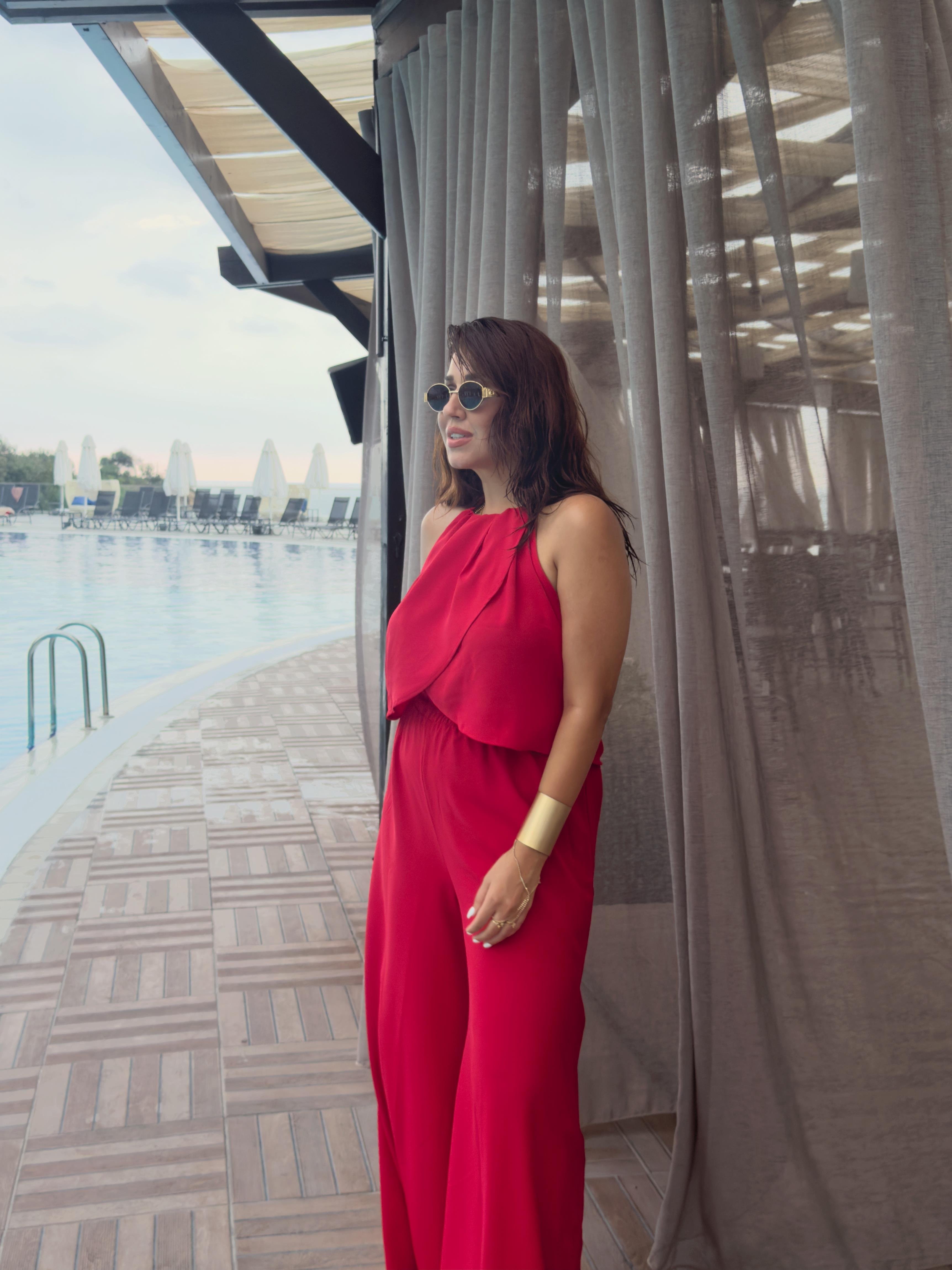 Halter Pantolon Takım Kırmızı