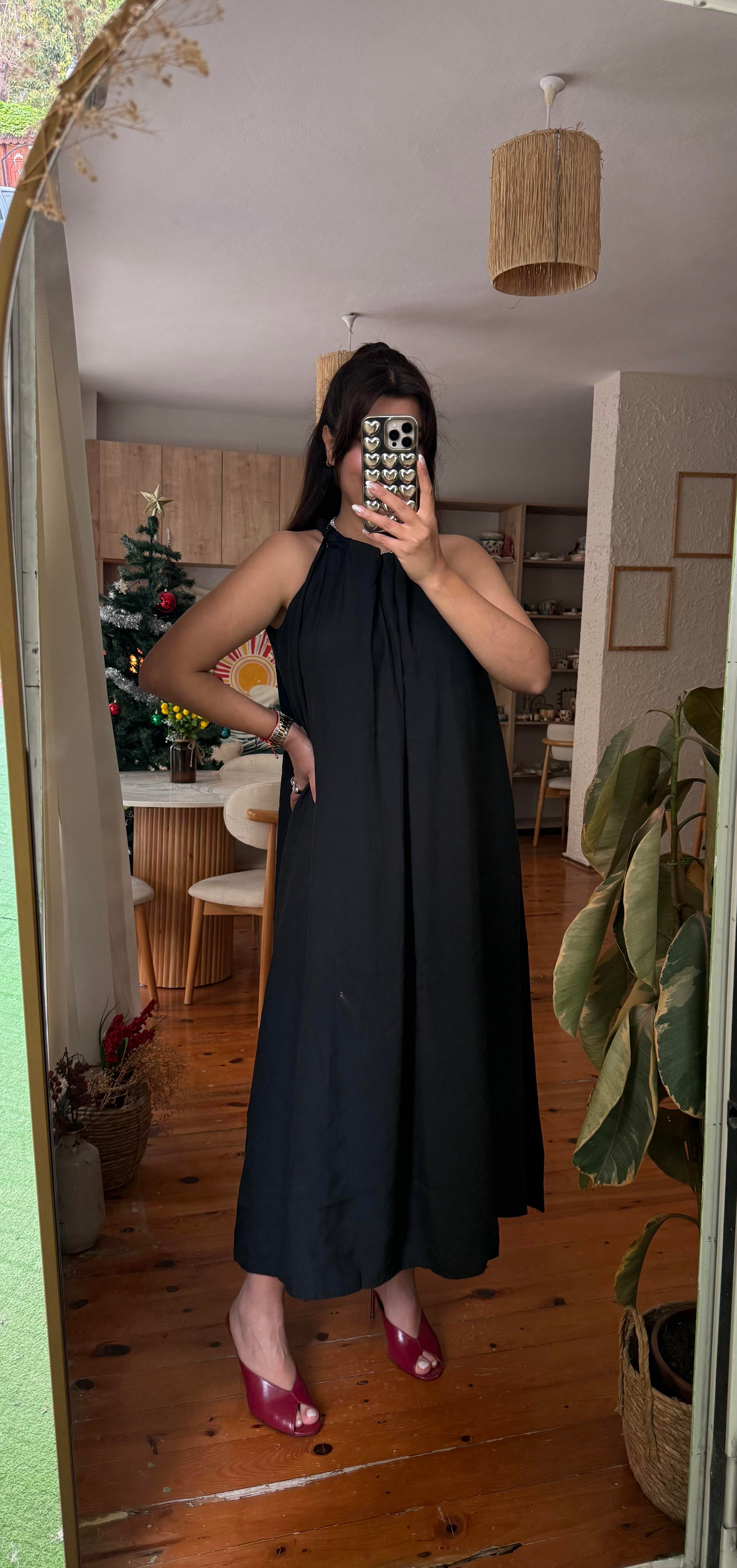 Halter Yaka Tensel Elbise 