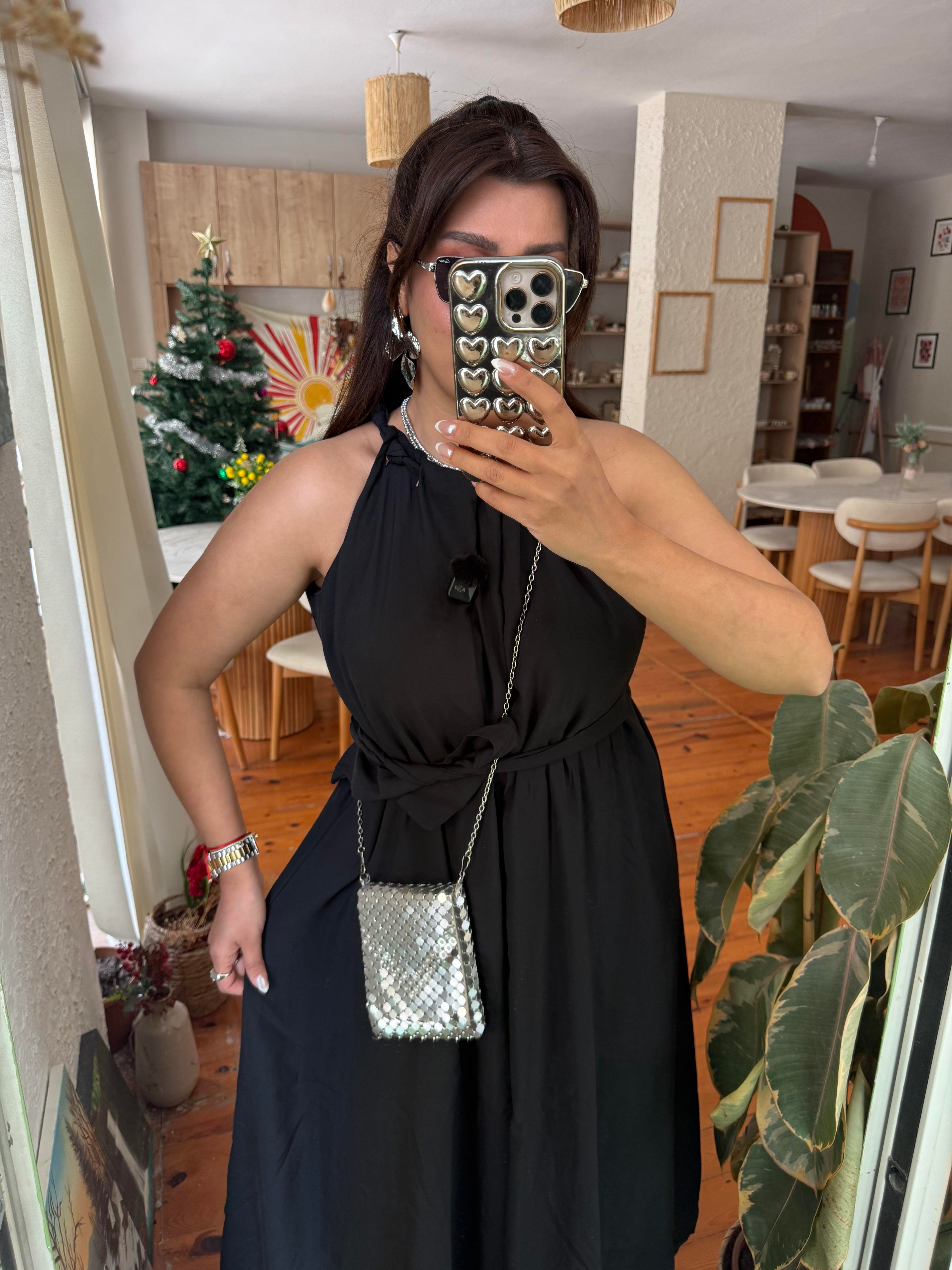 Halter Yaka Tensel Elbise 