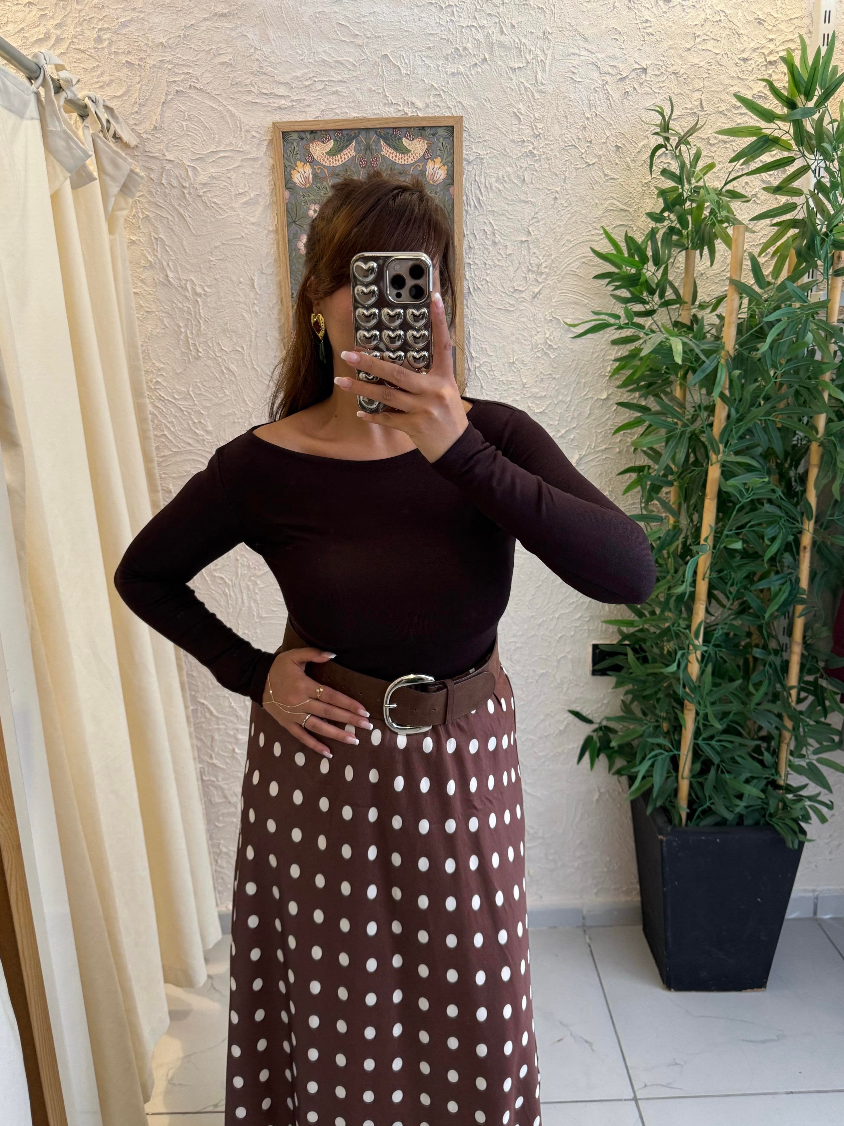 Kayık Yaka Body Acı Kahve