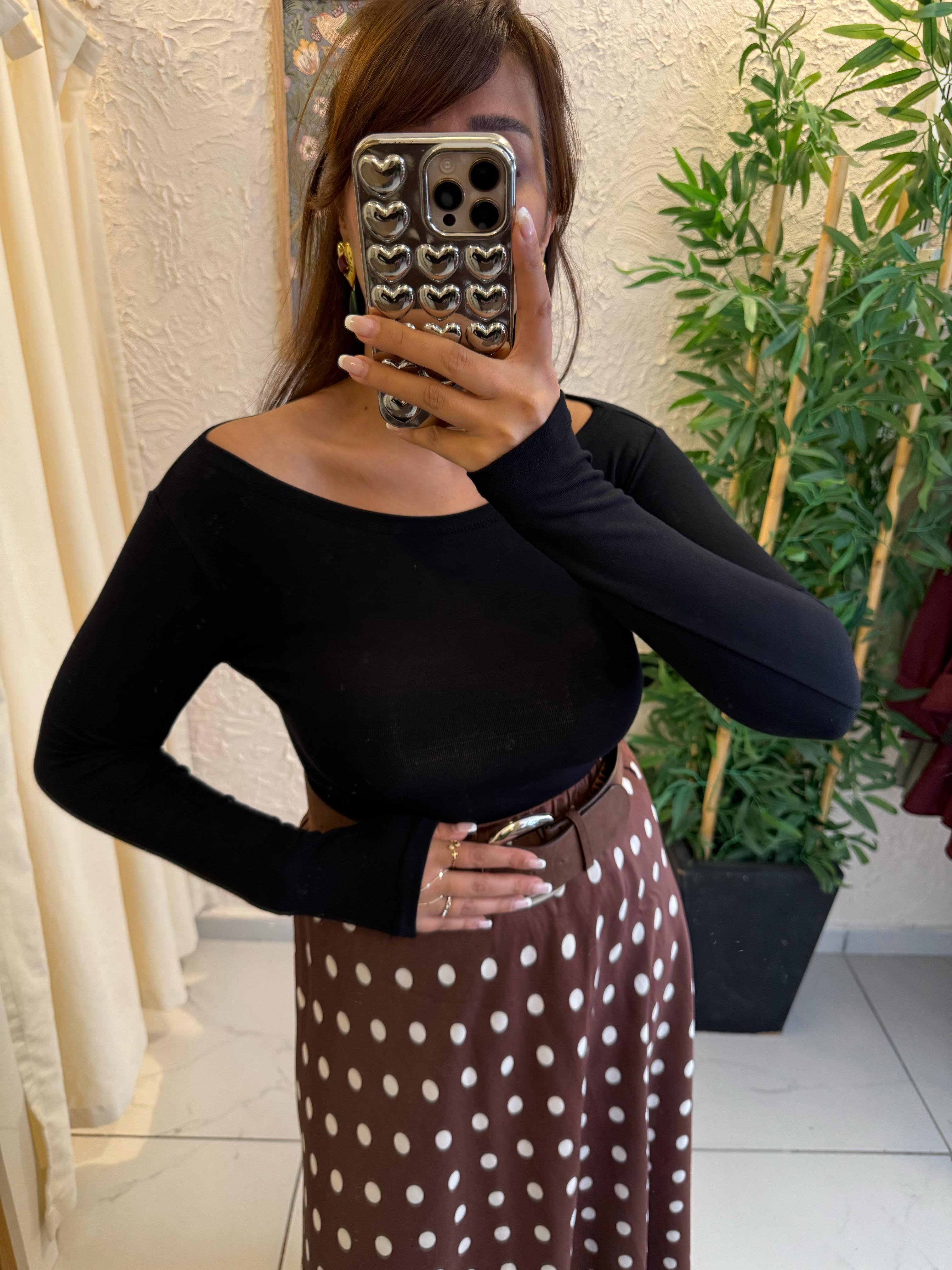 Kayık Yaka Body Siyah