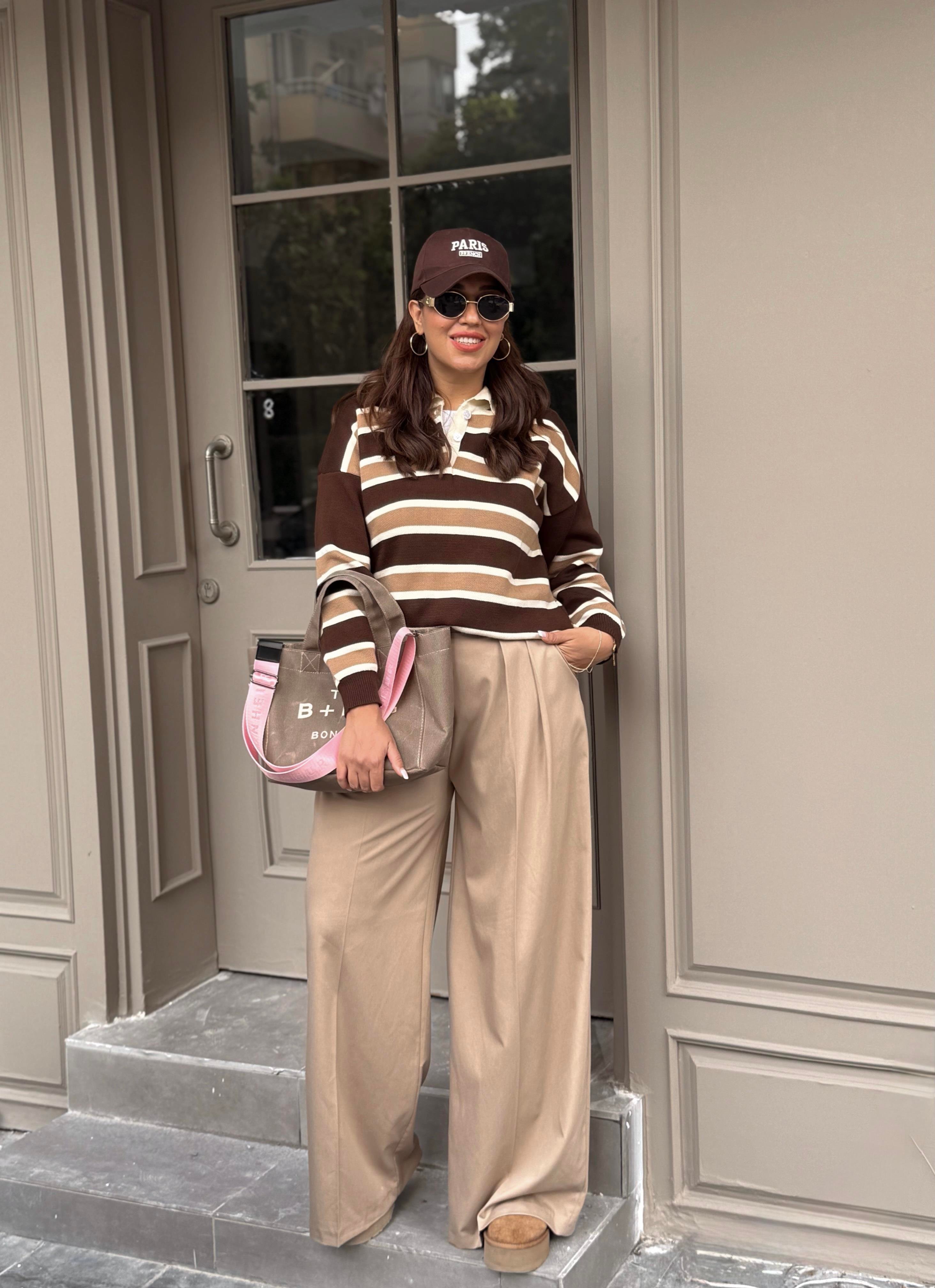 Kemerli Pileli Pantolon Camel