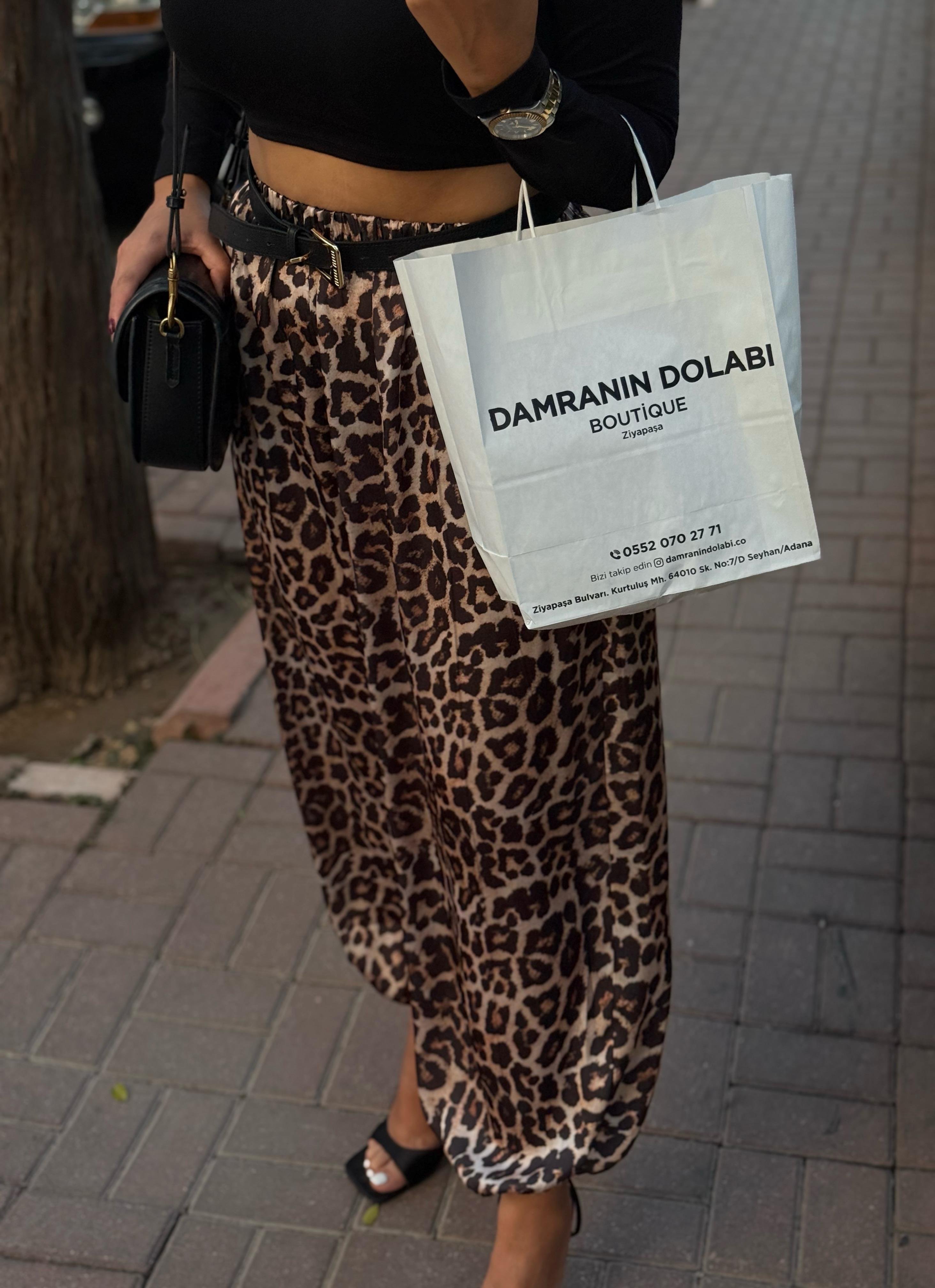 Leopar şalvar pantolon