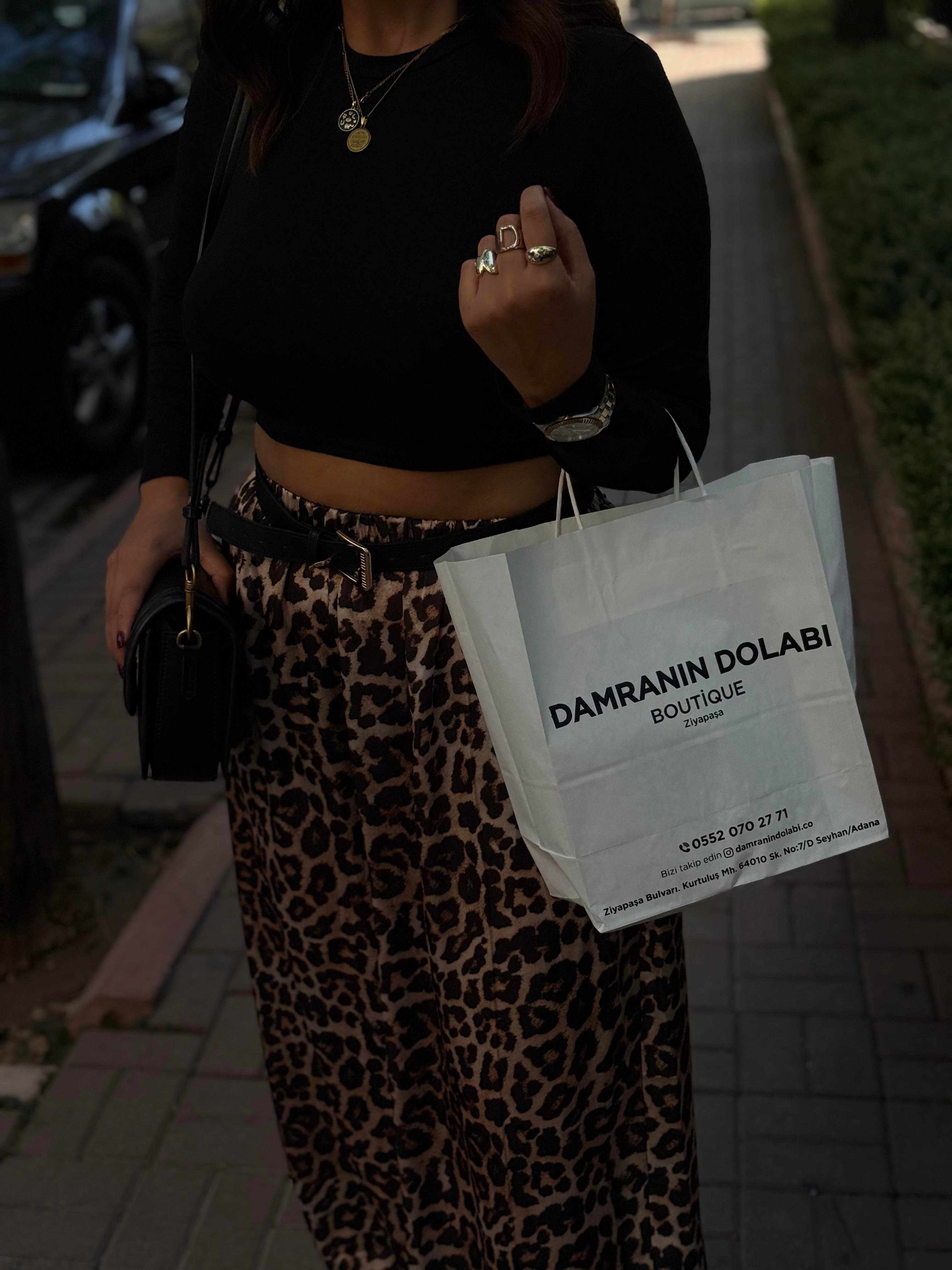 Leopar şalvar pantolon