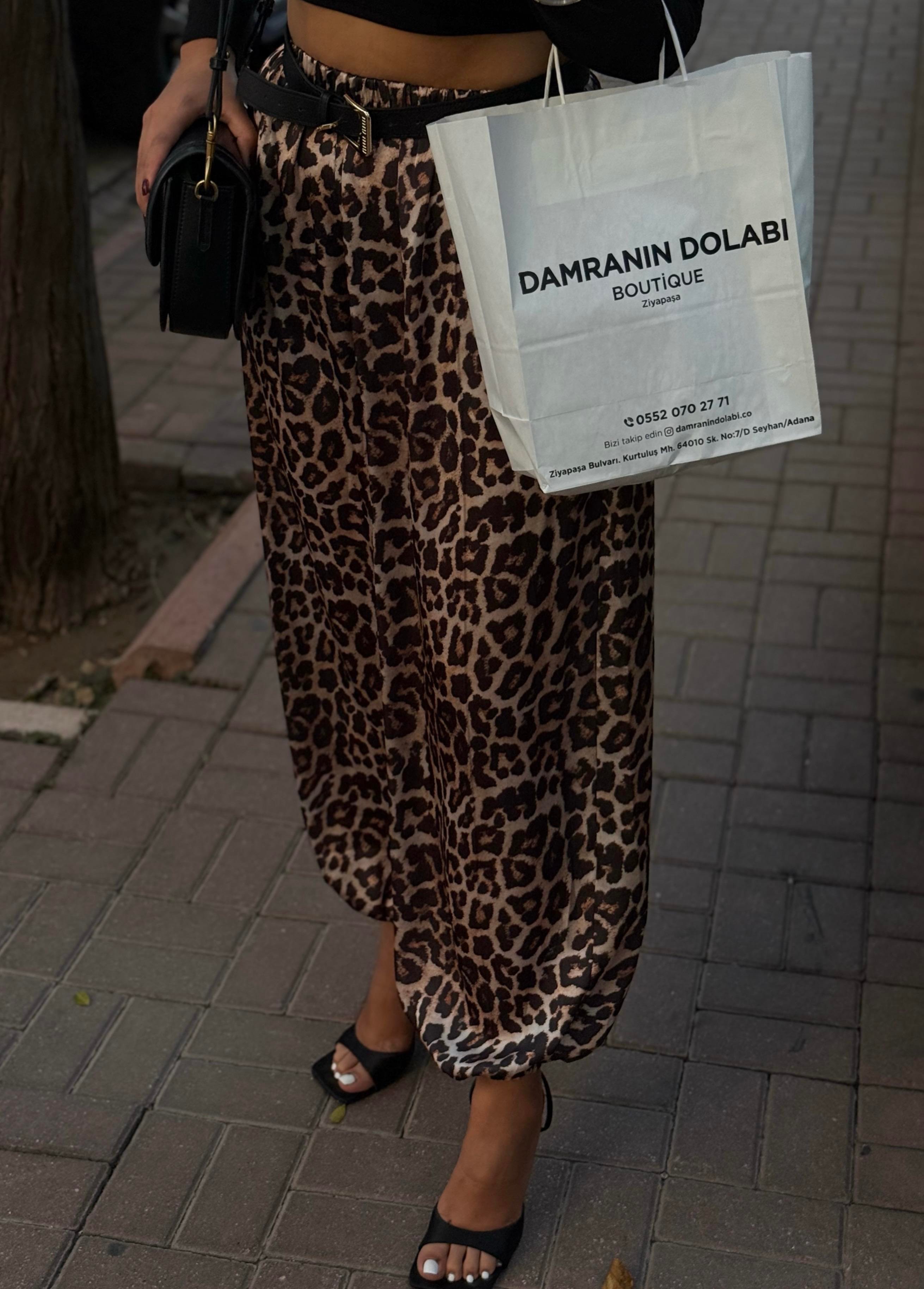 Leopar şalvar pantolon