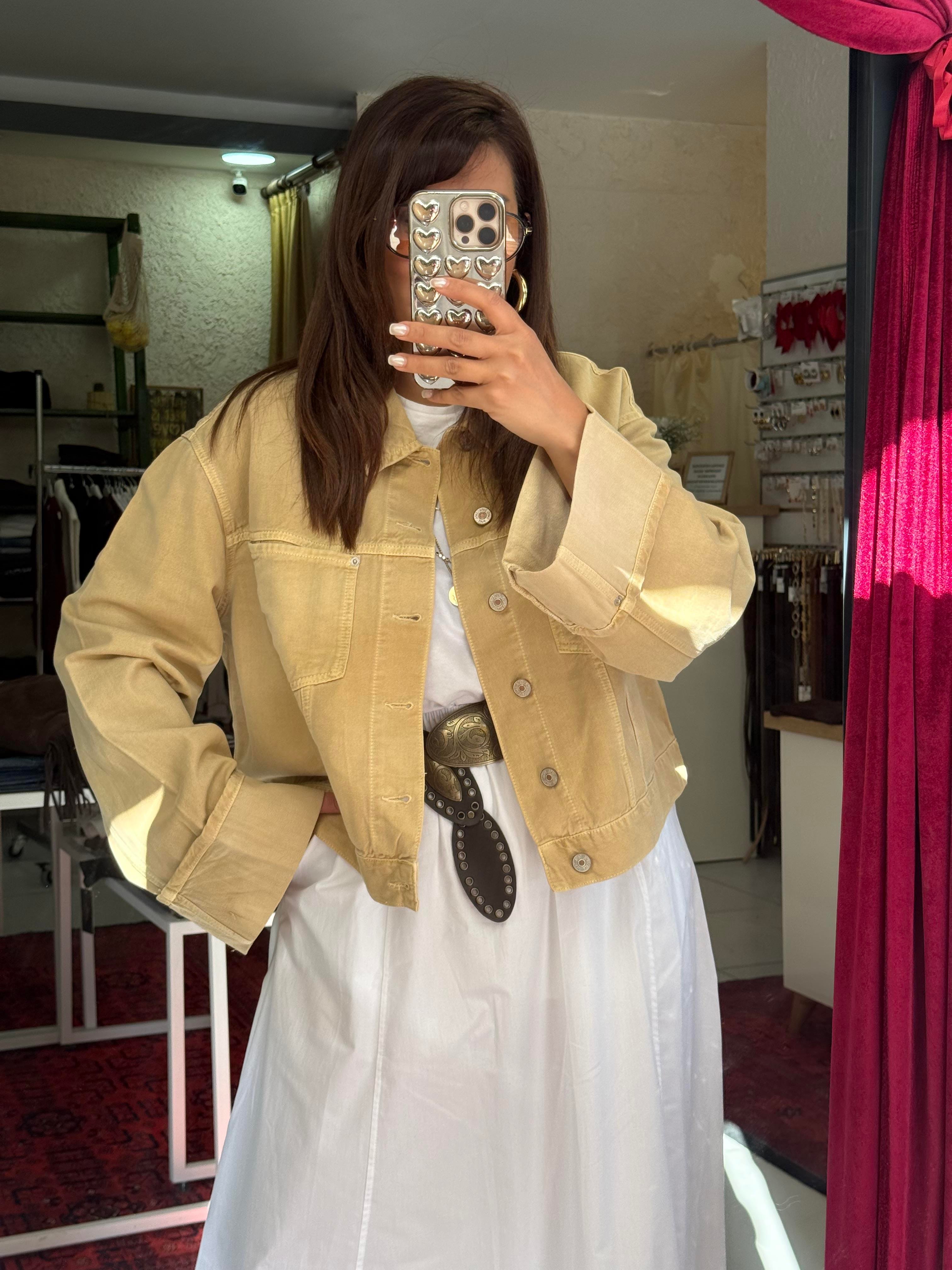 Marka Denim Ceket Camel