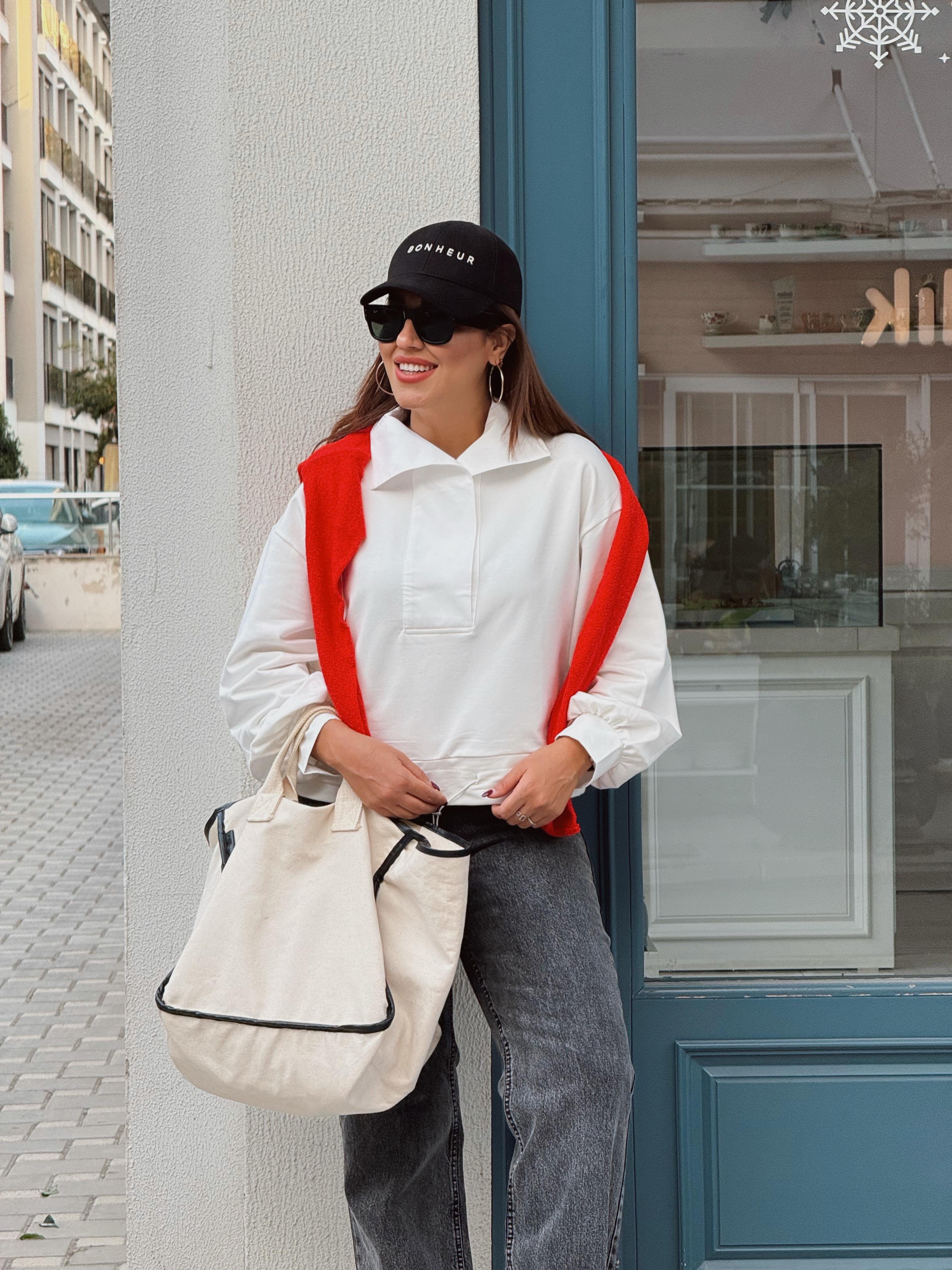 Modal Sweatshırt Beyaz