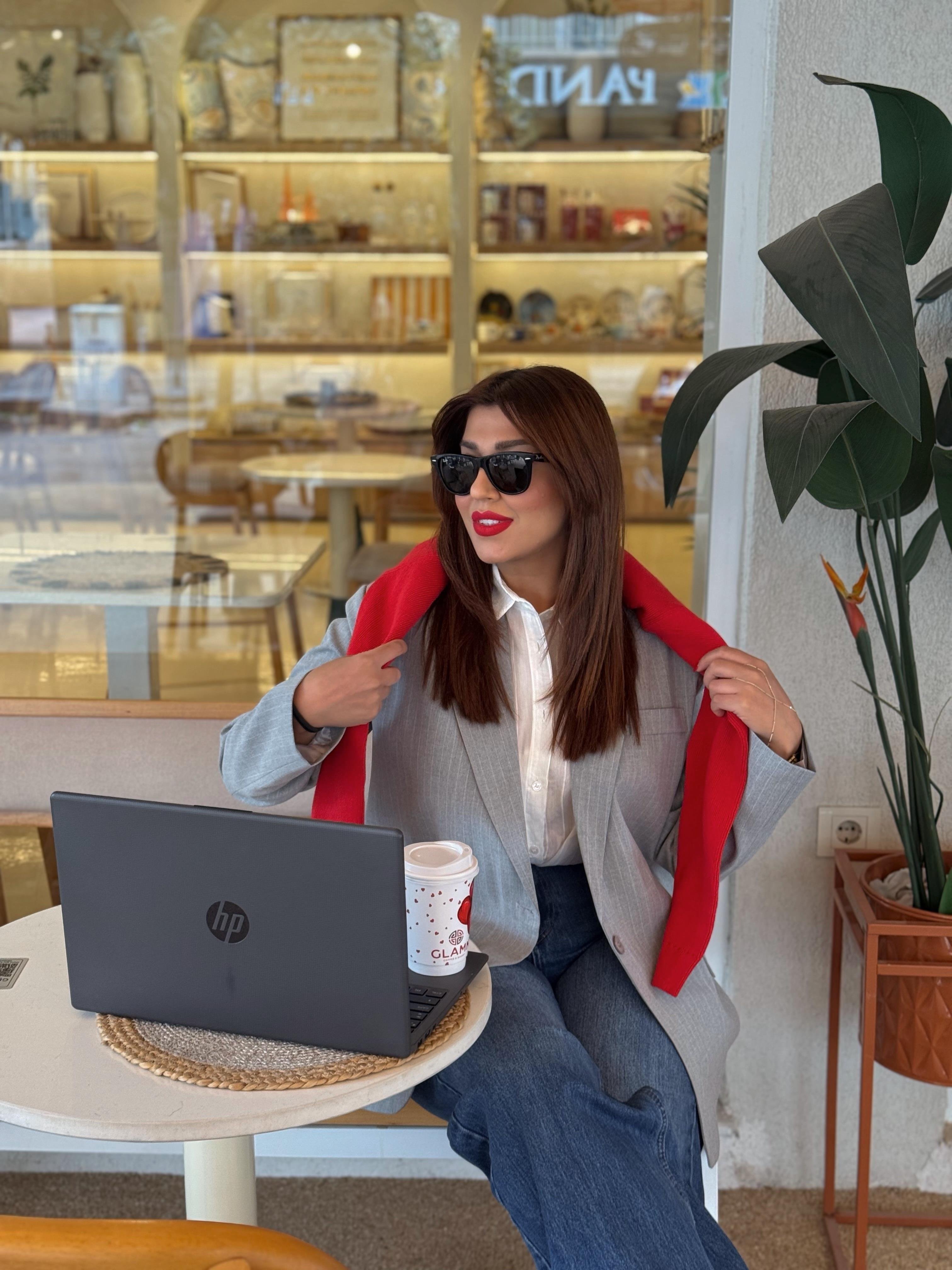 Oversize Çizgili Blazer Ceket Gri