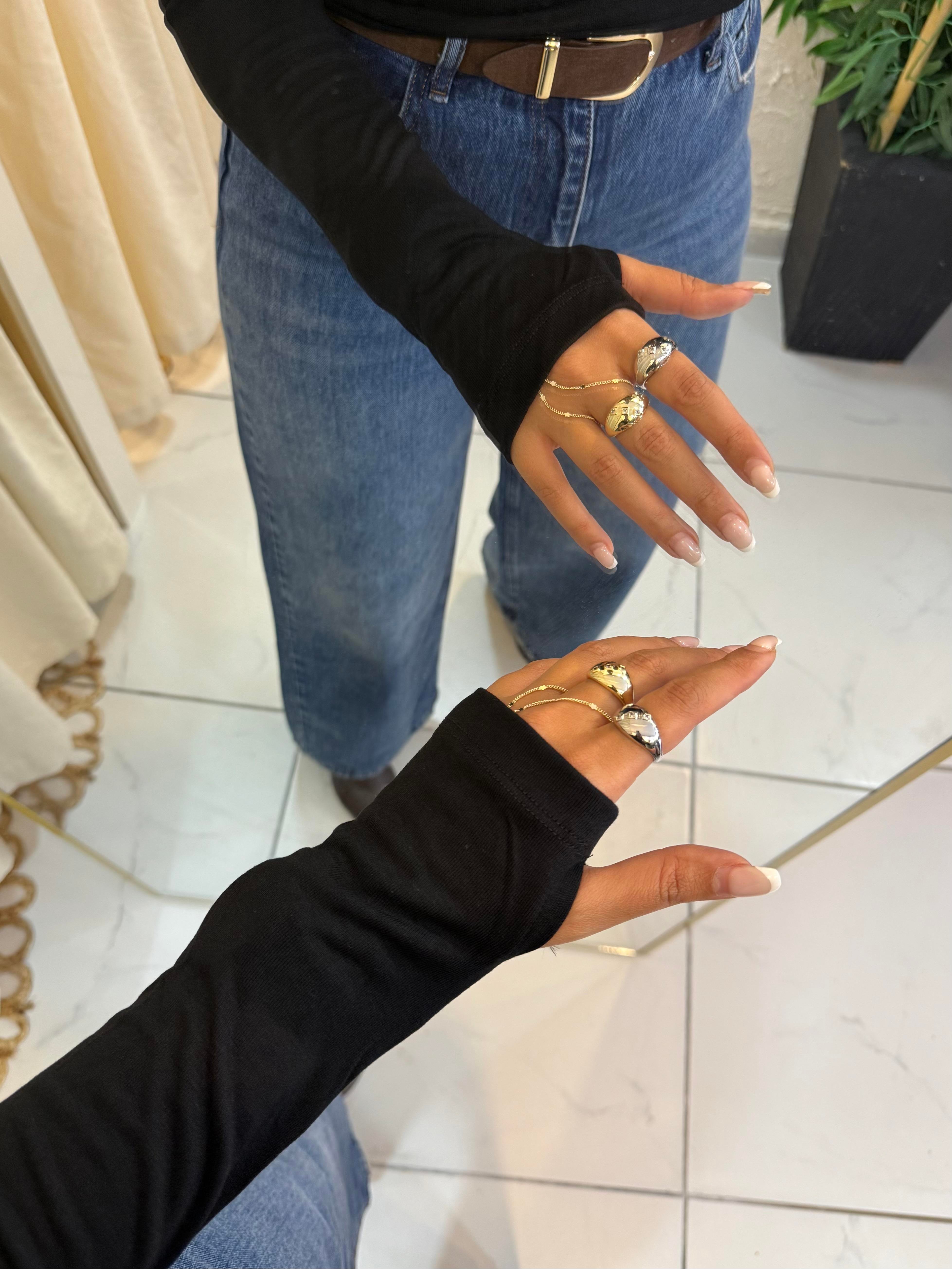 Oysho Parmak Geçirmeli Body Siyah