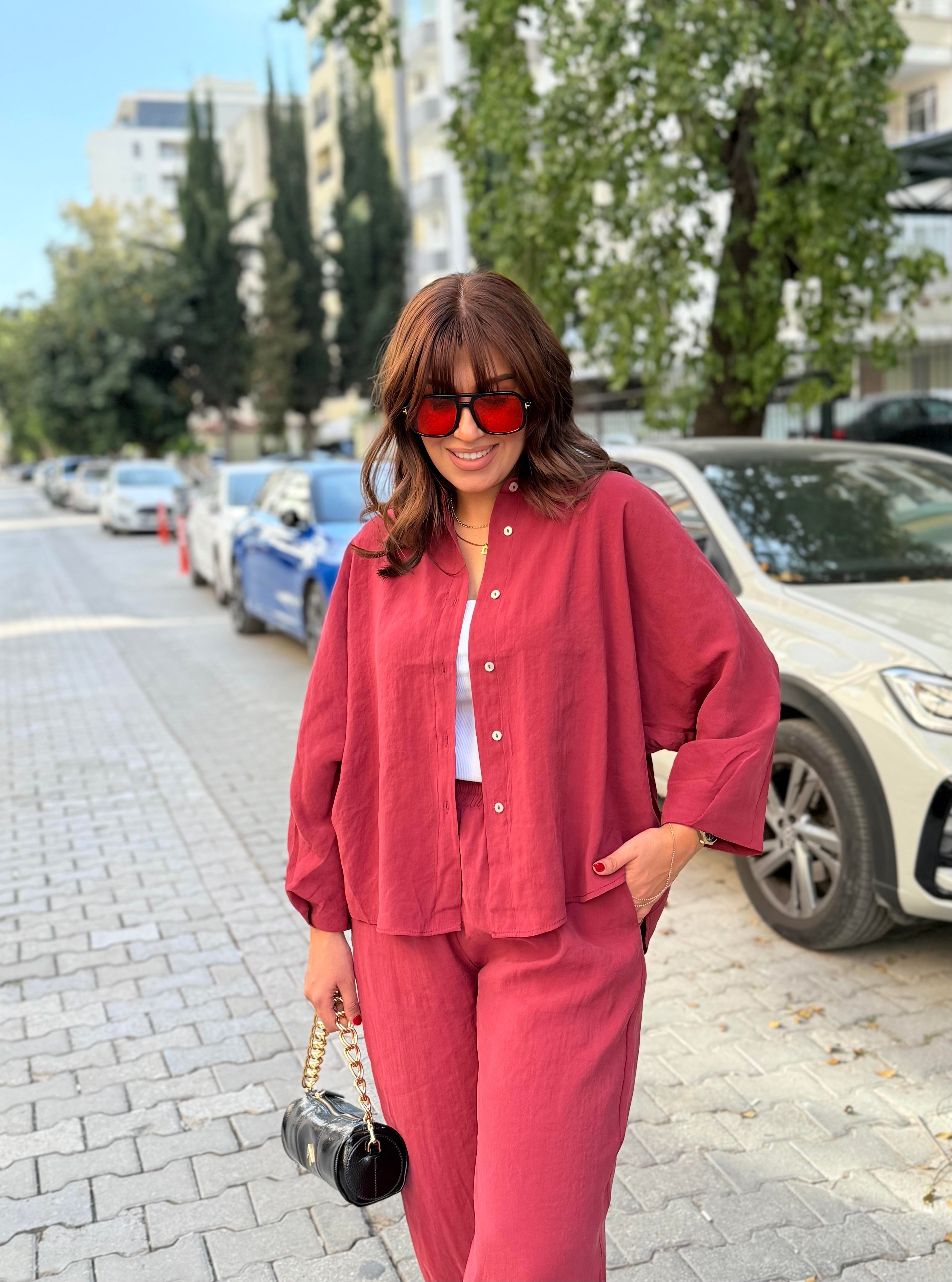Şalvar pantolonlu tensel takım
