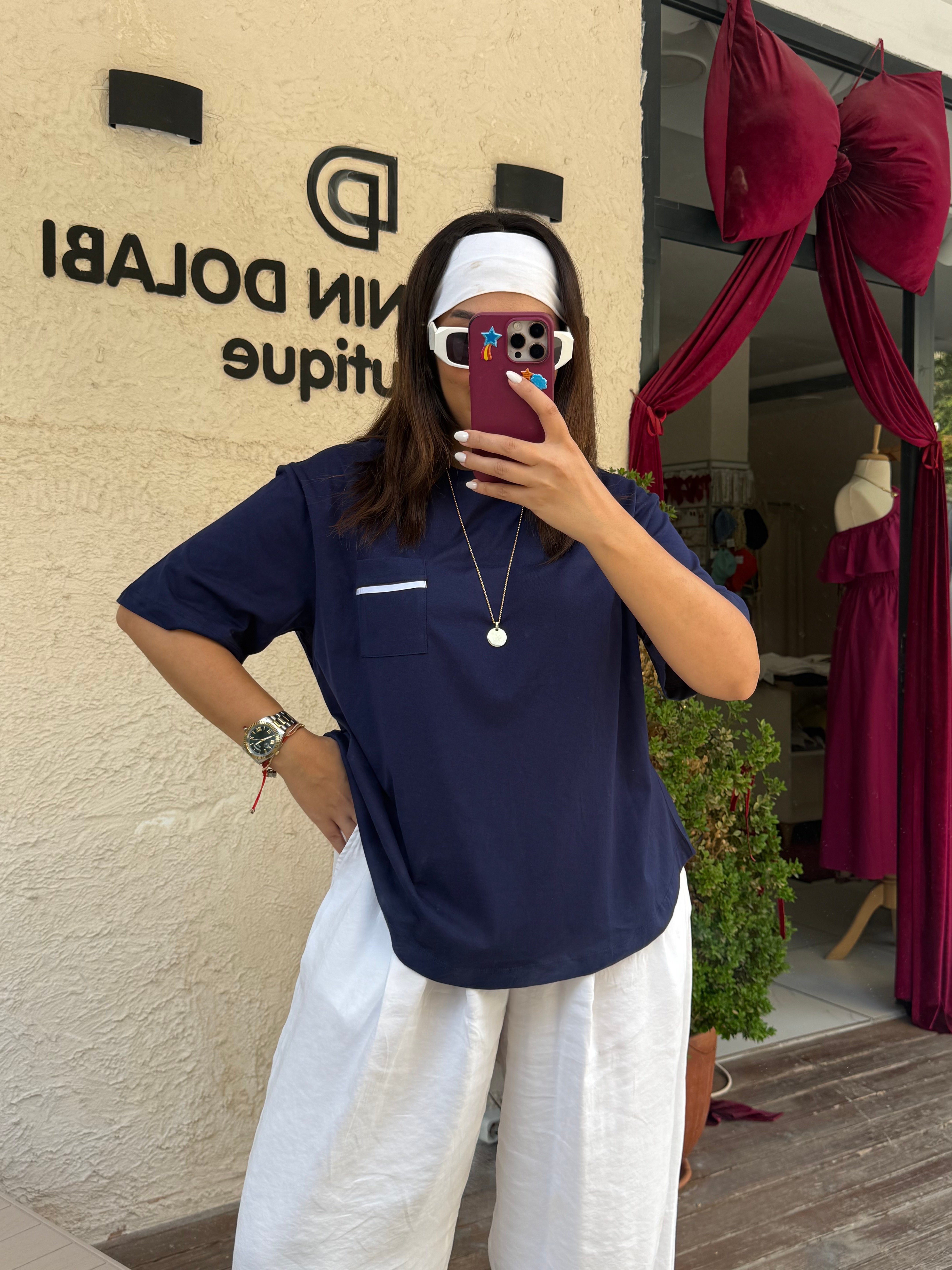 Sırt Detaylı T-shirt Lacivert 