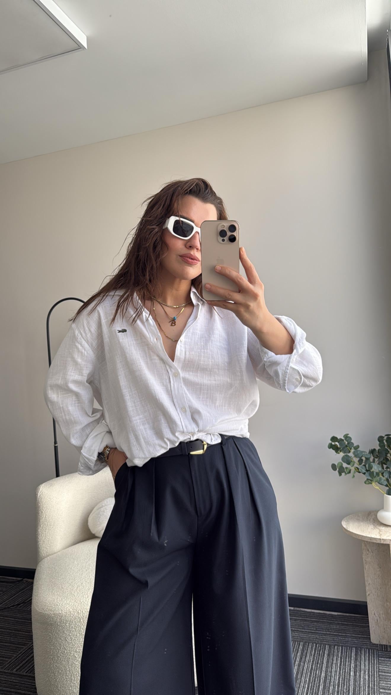 Unisex keten gömlek 