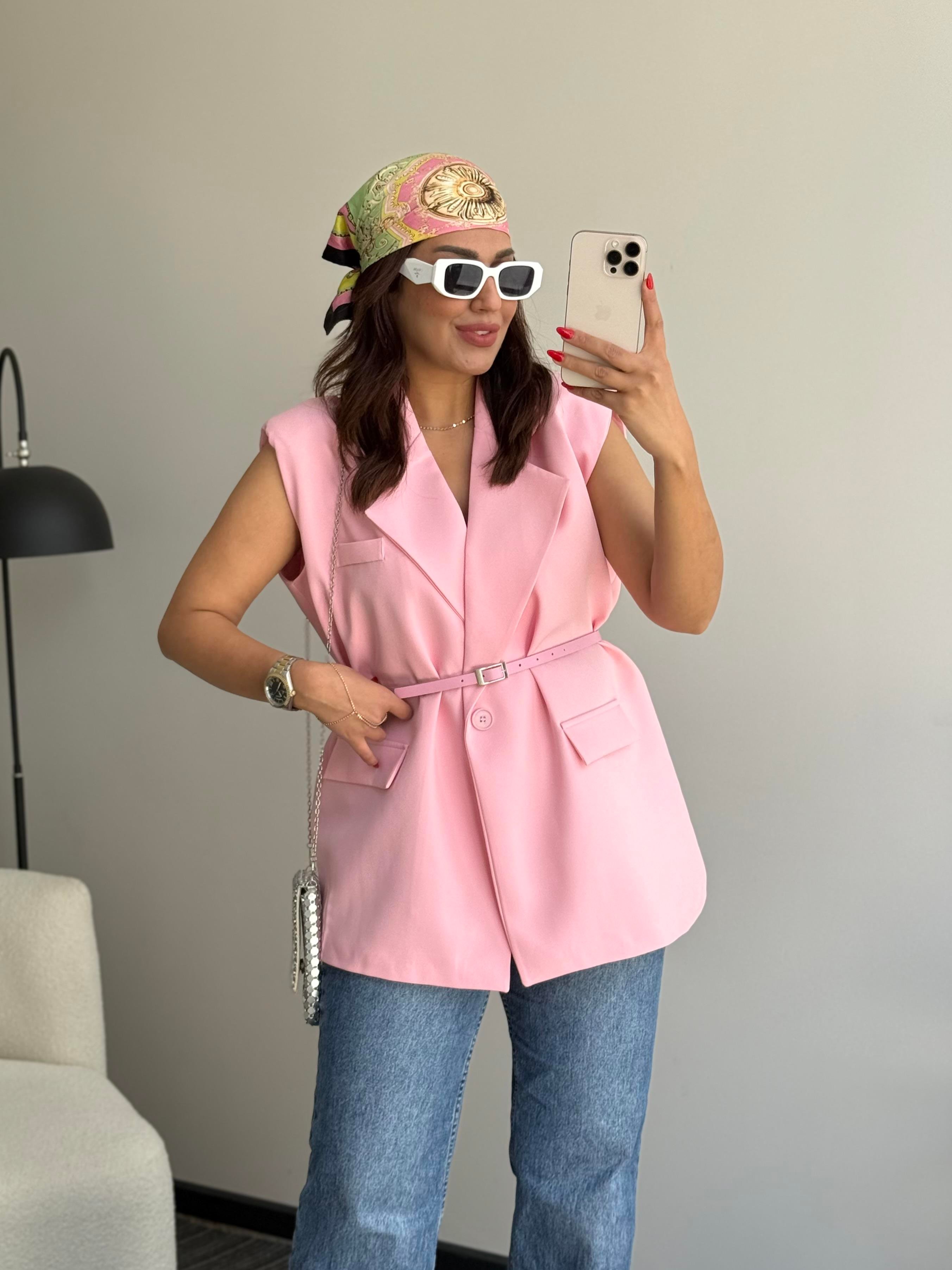 Vatkalı Yelek Pembe